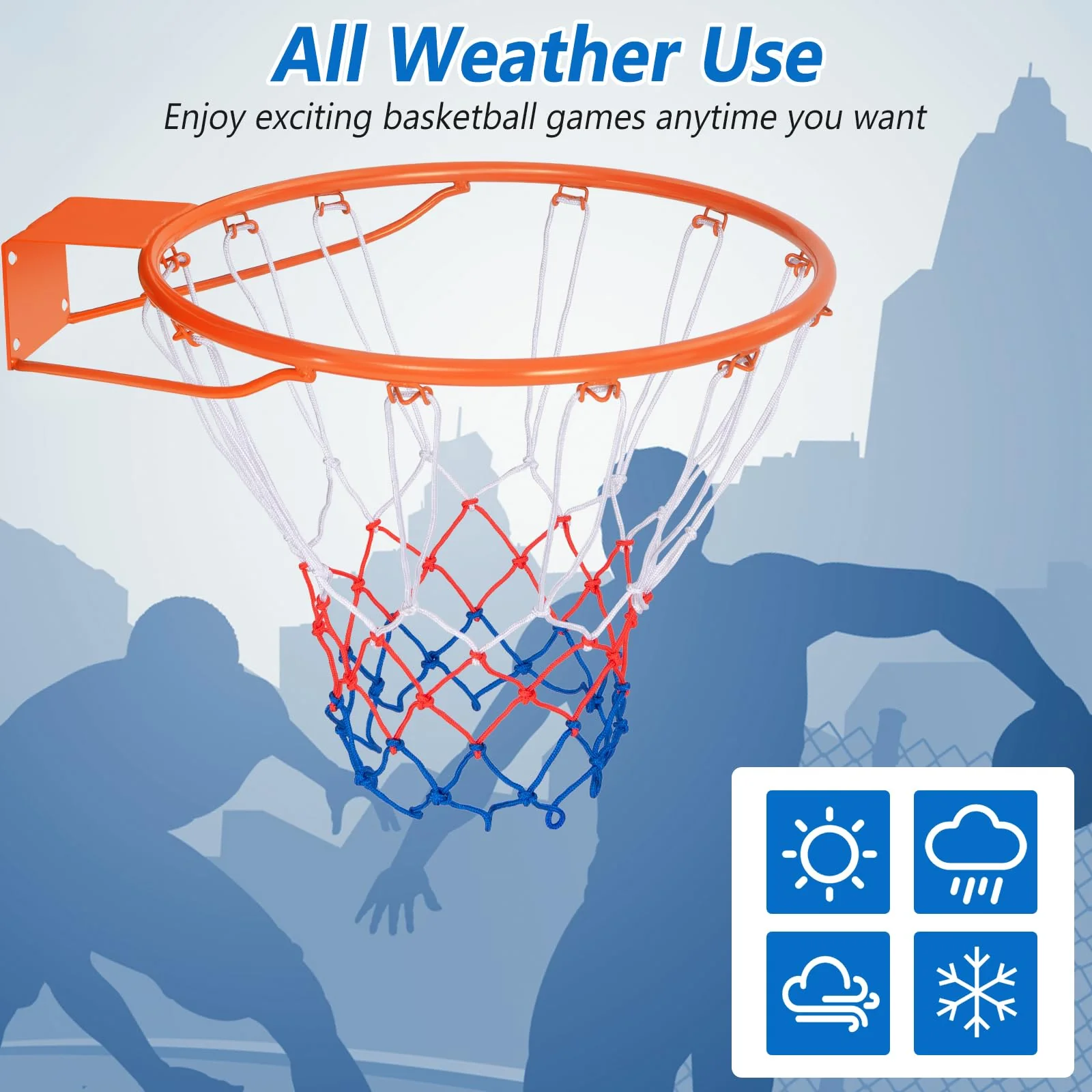 Goplus 18ââ/15ââ Replacement Basketball Rim, Wall Door Mounted Basketball Hoop with All Weather Net - Image 6