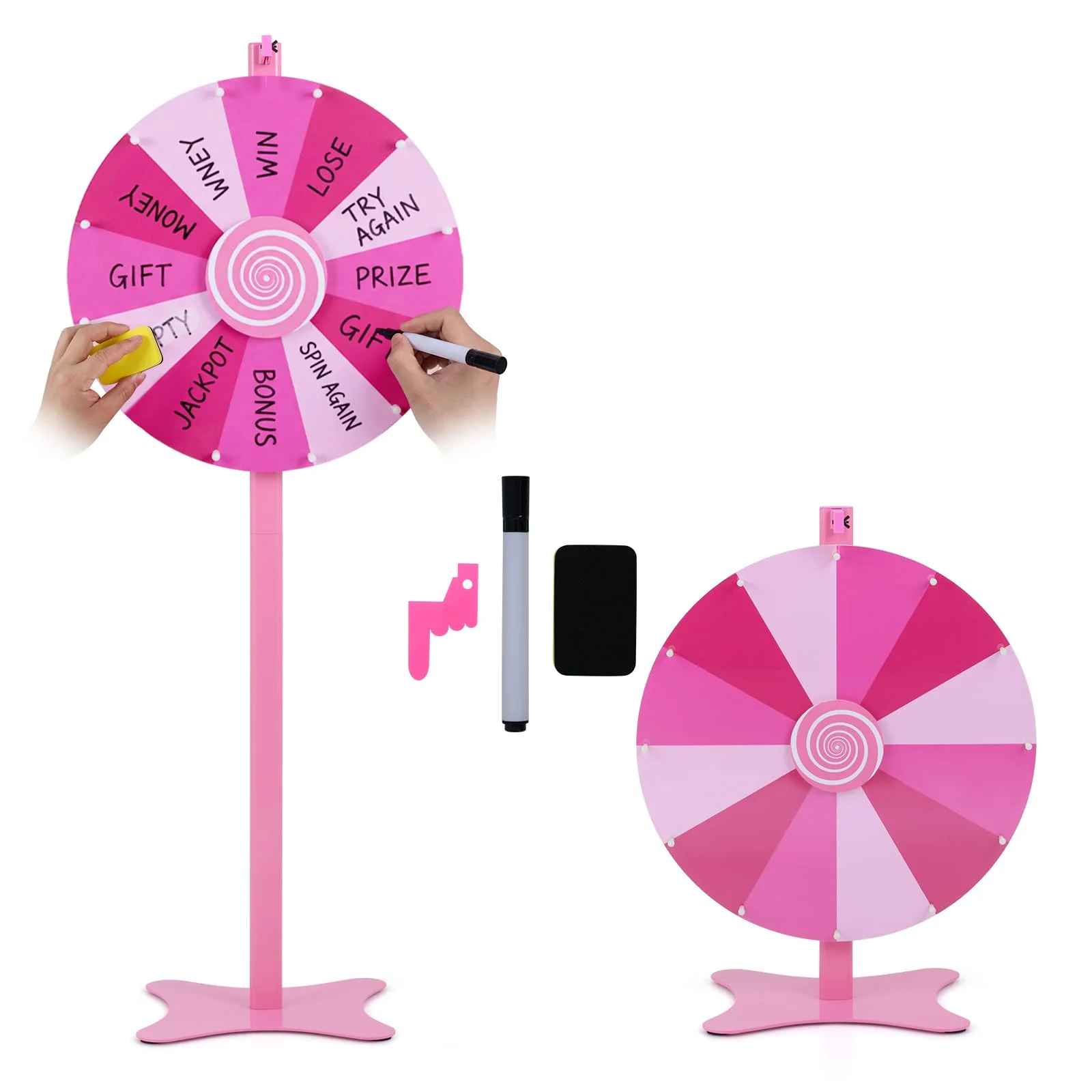 Goplus 18"/24" Prize Wheel with Blackboard Marker Eraser & Spare Pointer - Image 11
