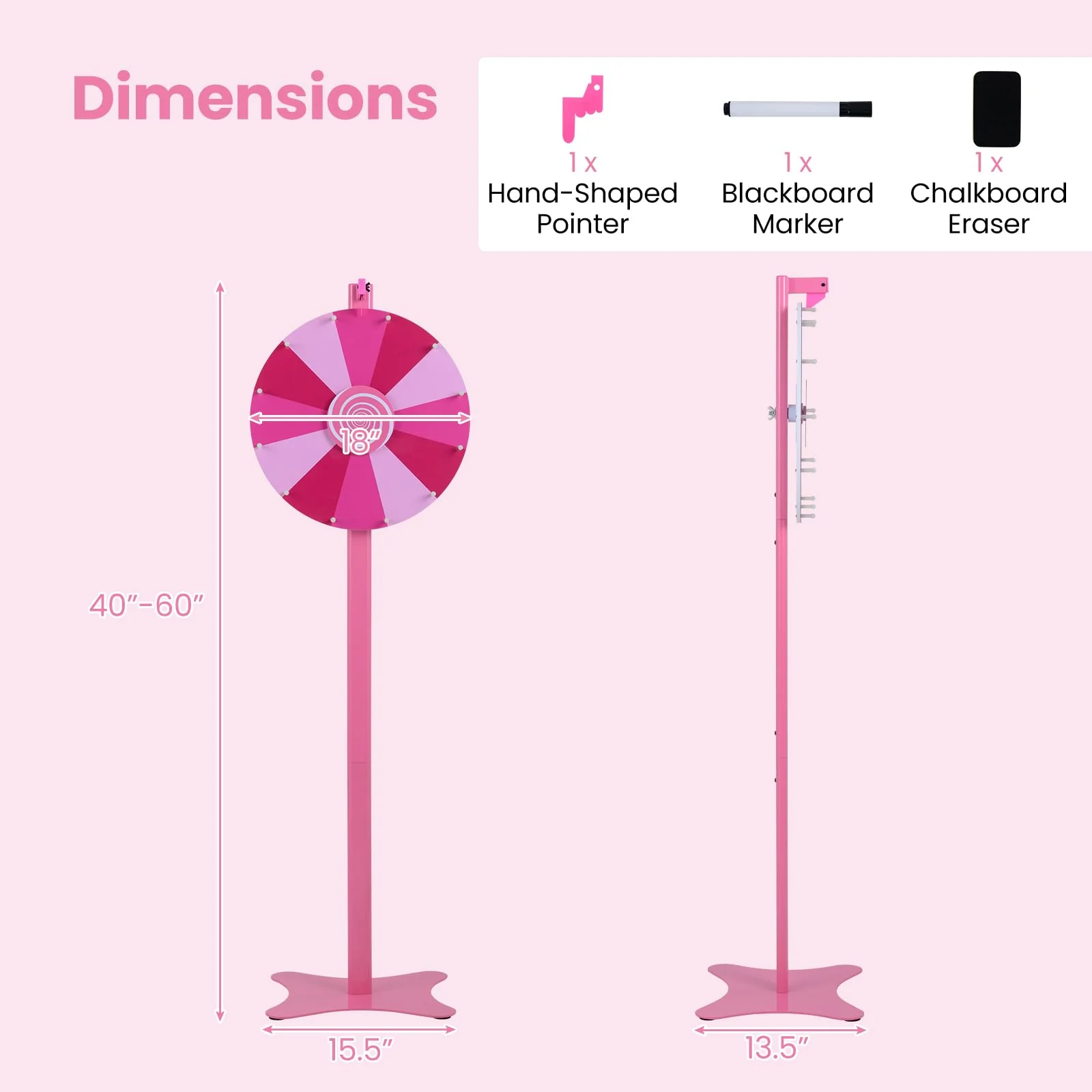 Goplus 18"/24" Prize Wheel with Blackboard Marker Eraser & Spare Pointer - Image 7
