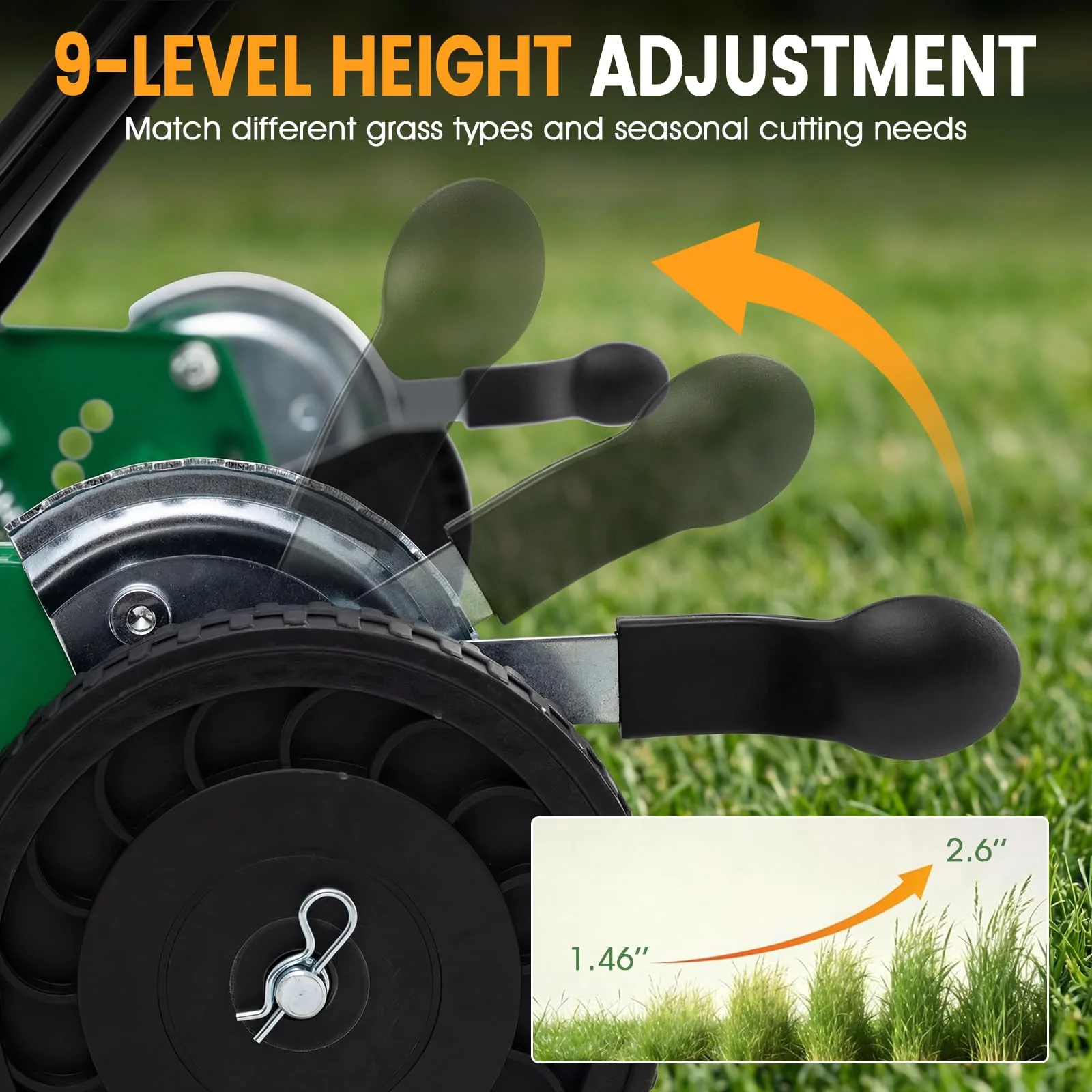 Goplus 18 Inch Push Reel Lawn Mower 5-Blade Manganese Steel Manual Grass Cutter - Image 3