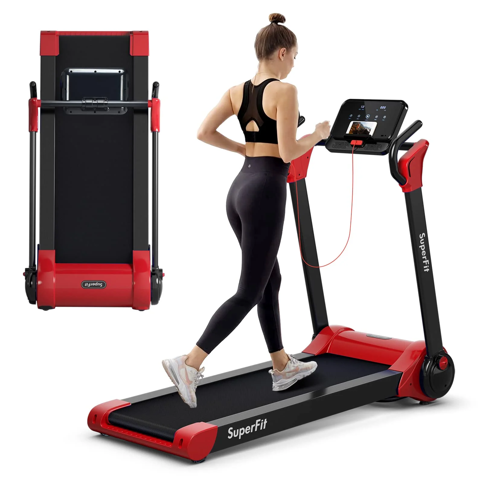Goplus 2.25HP Folding Treadmill, Electric Superfit Treadmill W/LED Display - Image 11
