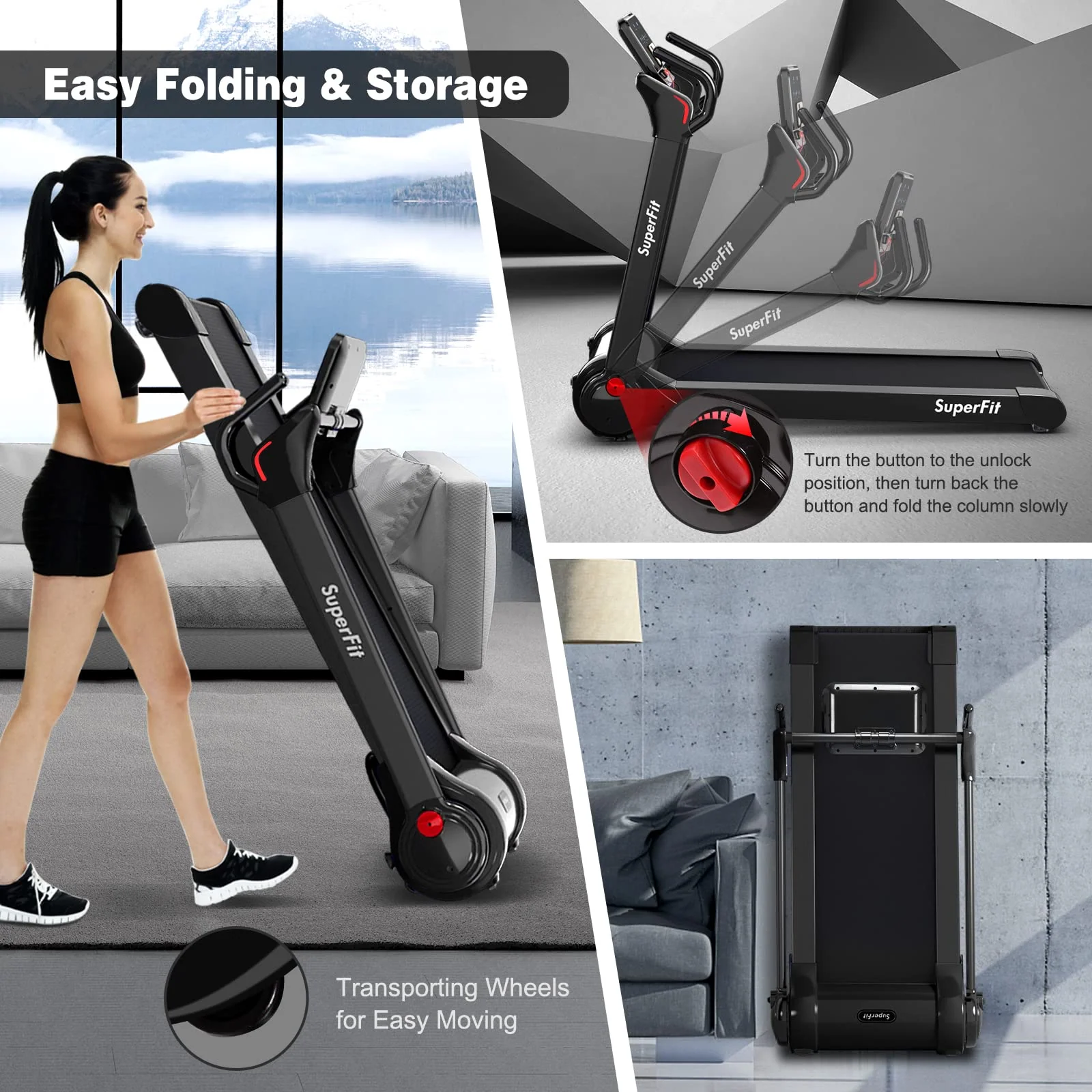 Goplus 2.25HP Folding Treadmill, Electric Superfit Treadmill W/LED Display - Image 4