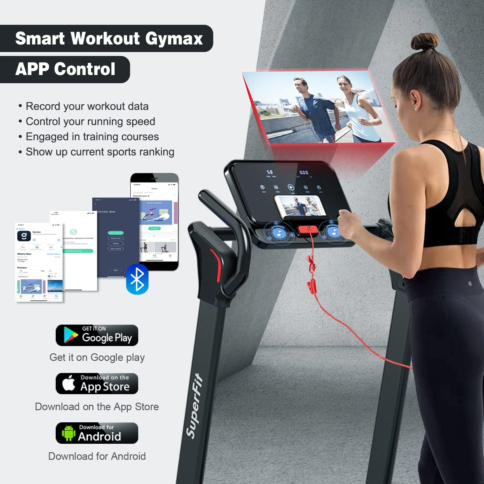 Goplus 2.25HP Folding Treadmill, Electric Superfit Treadmill W/LED Display - Image 5