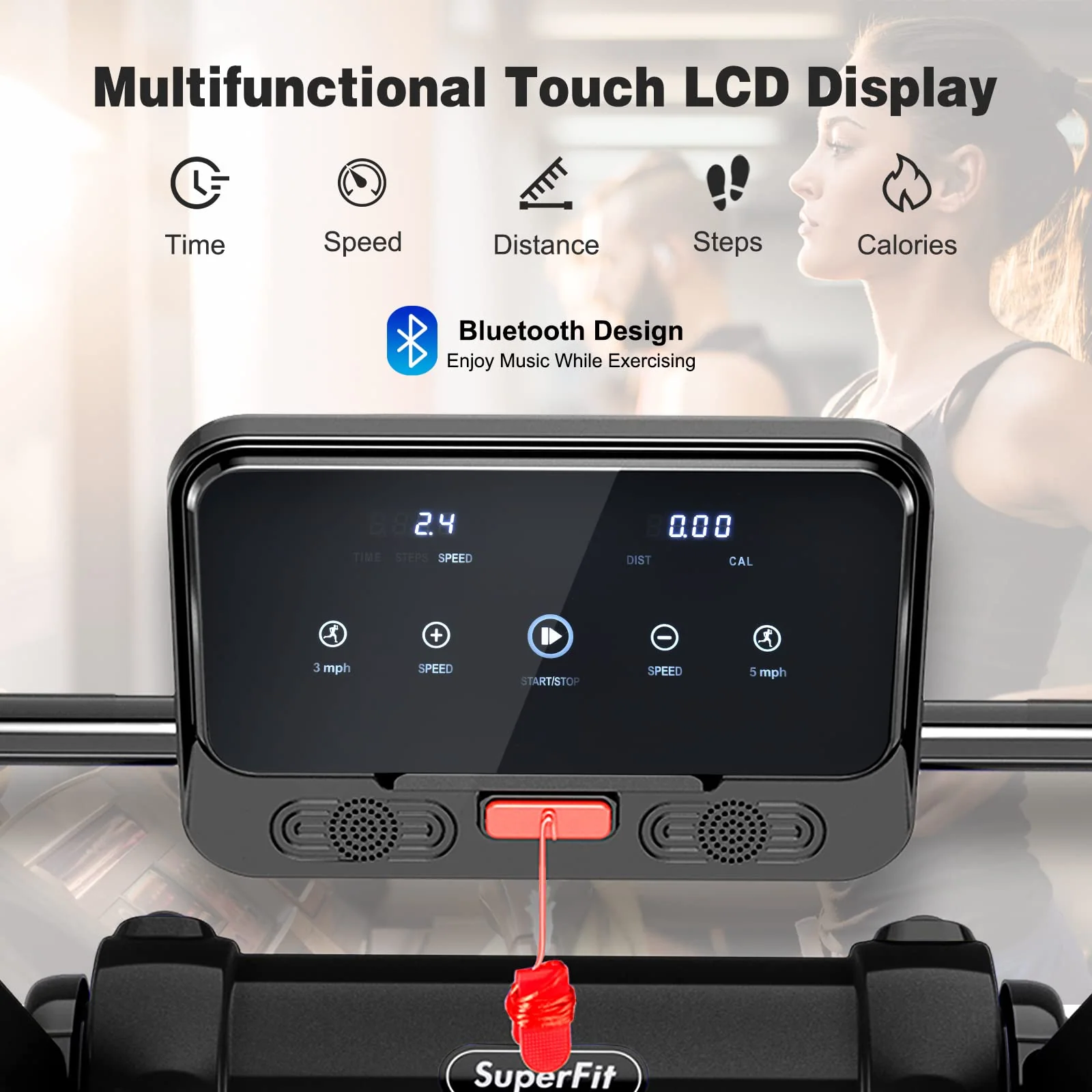 Goplus 2.25HP Folding Treadmill, Electric Superfit Treadmill W/LED Display - Image 7
