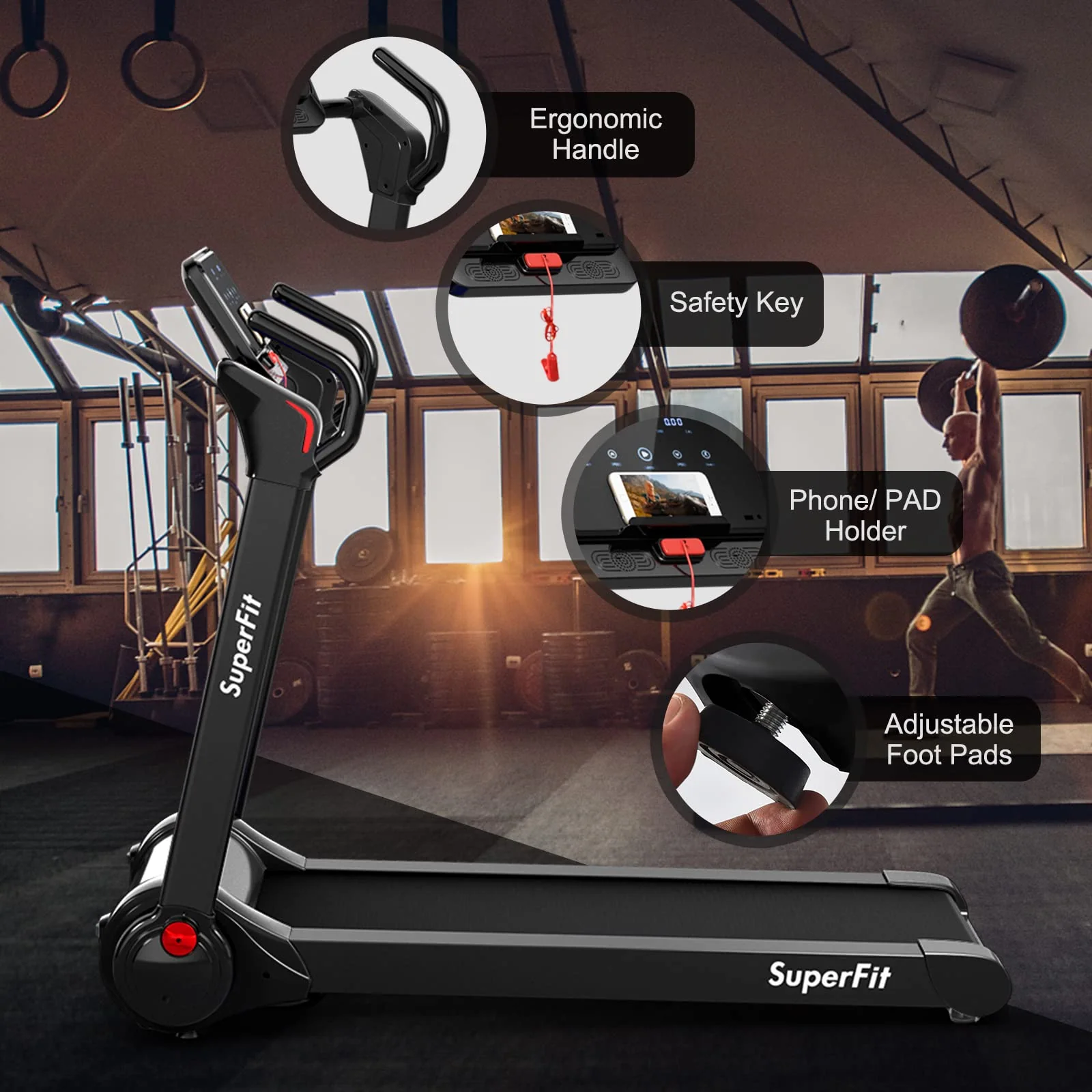 Goplus 2.25HP Folding Treadmill, Electric Superfit Treadmill W/LED Display - Image 8