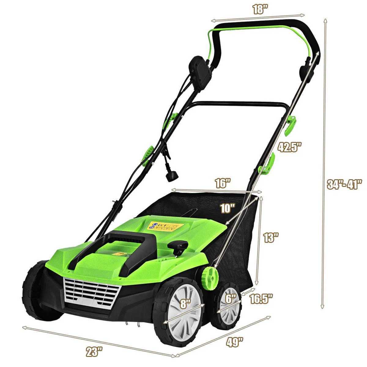 Goplus 2-in-1 Corded Lawn Dethatcher with 4 Cutting Heights - Image 8