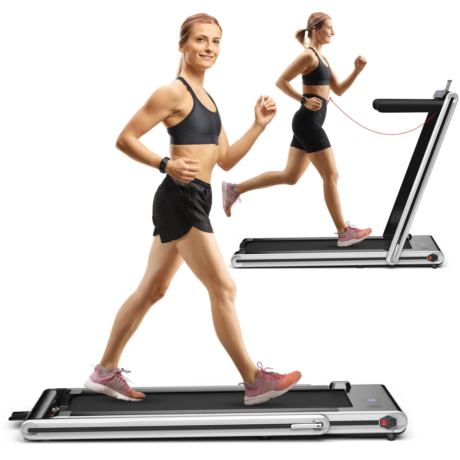 Goplus 2-in-1 Folding Treadmill, 2.25HP Electric Under Desk Treadmill W/LED Display - Image 15