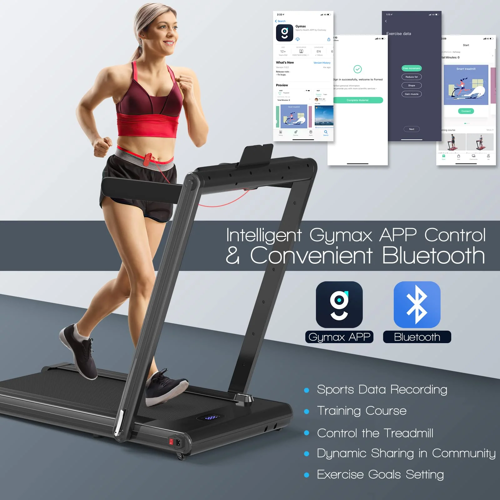 Goplus 2-in-1 Folding Treadmill, 2.25HP Electric Under Desk Treadmill W/LED Display - Image 6
