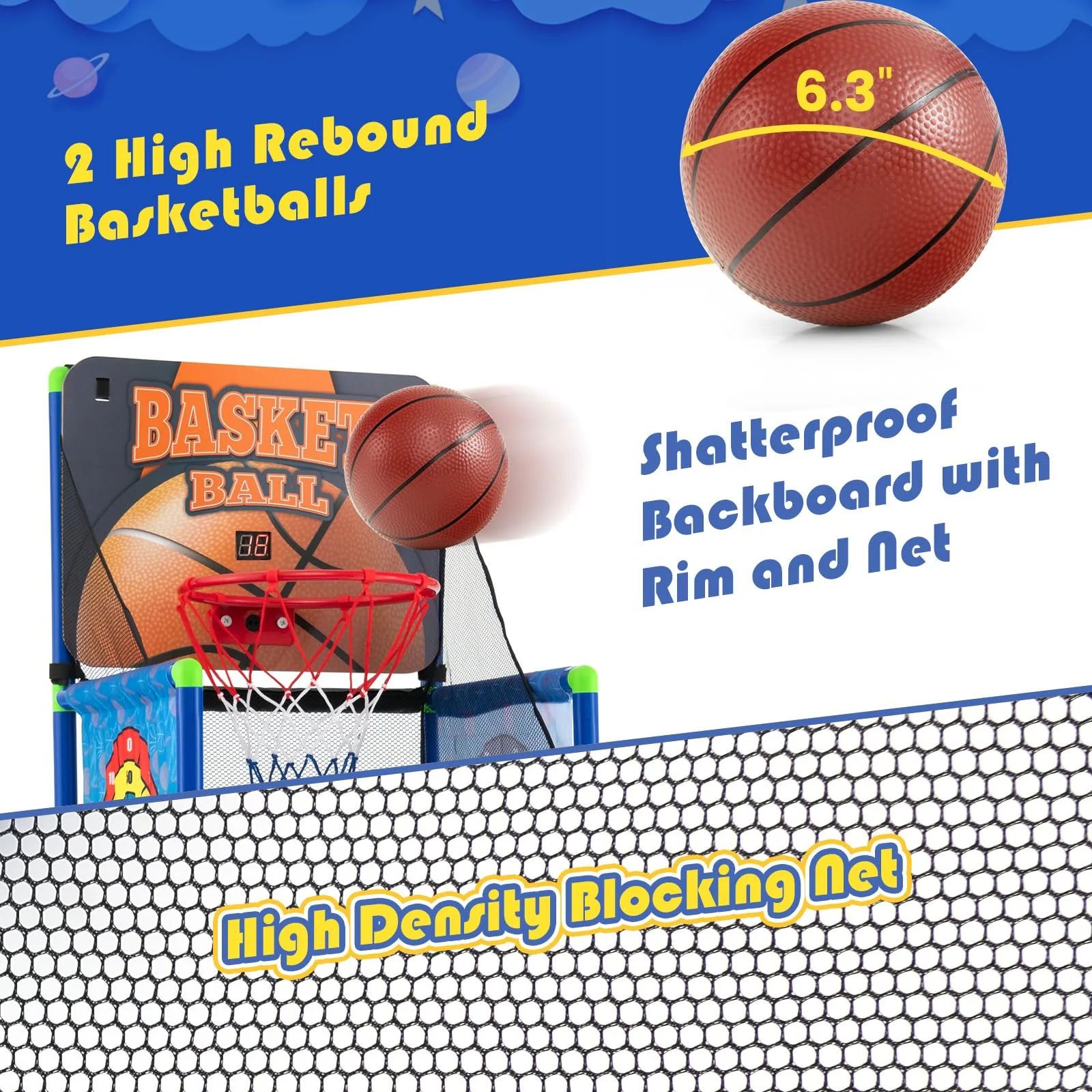 Goplus 2 in 1 Indoor Outdoor Basketball Game Set w/Electronic Scoreboard & Sound Effect - Image 3