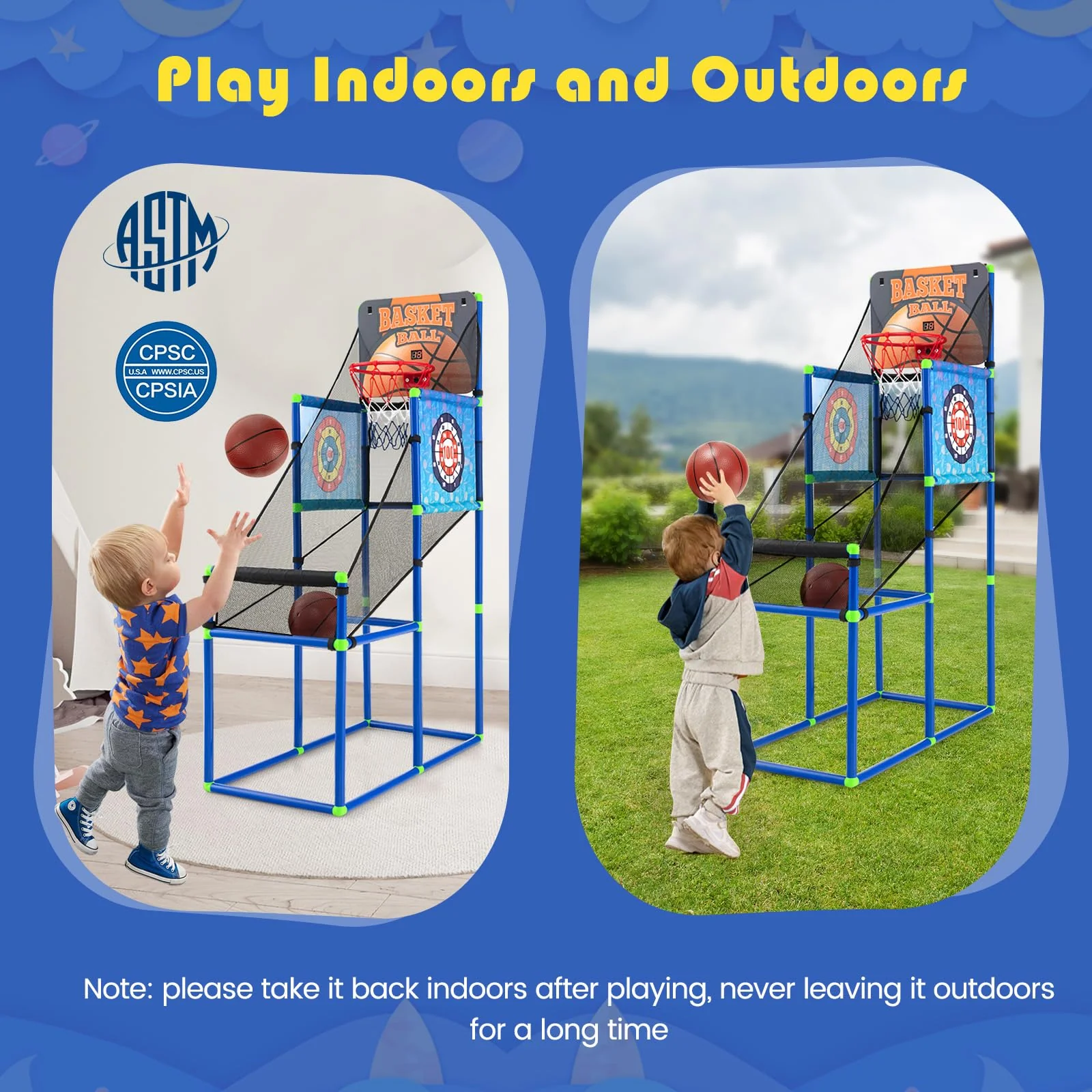 Goplus 2 in 1 Indoor Outdoor Basketball Game Set w/Electronic Scoreboard & Sound Effect - Image 5
