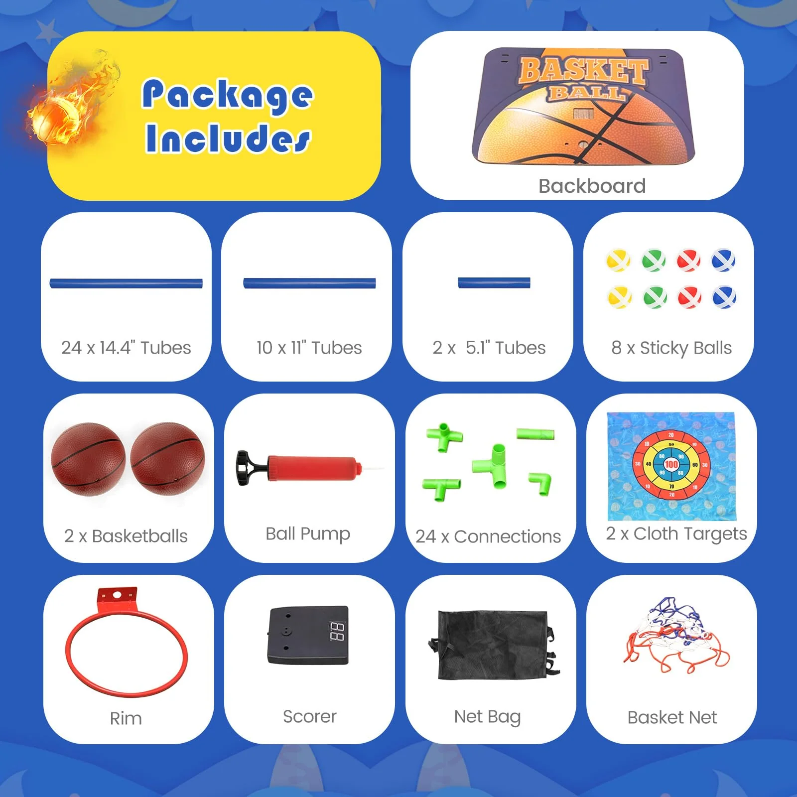 Goplus 2 in 1 Indoor Outdoor Basketball Game Set w/Electronic Scoreboard & Sound Effect - Image 7