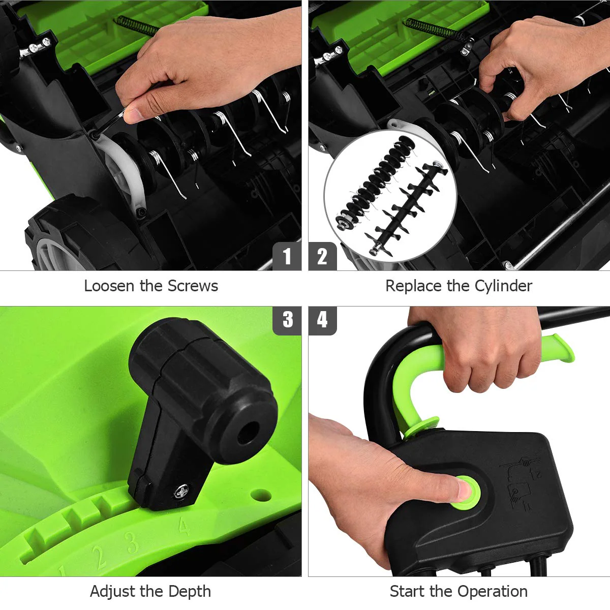 Goplus 2-in-1 Lawn Dethatcher 12Amp, 3 Level Depth Adjustable Weeder - Image 7