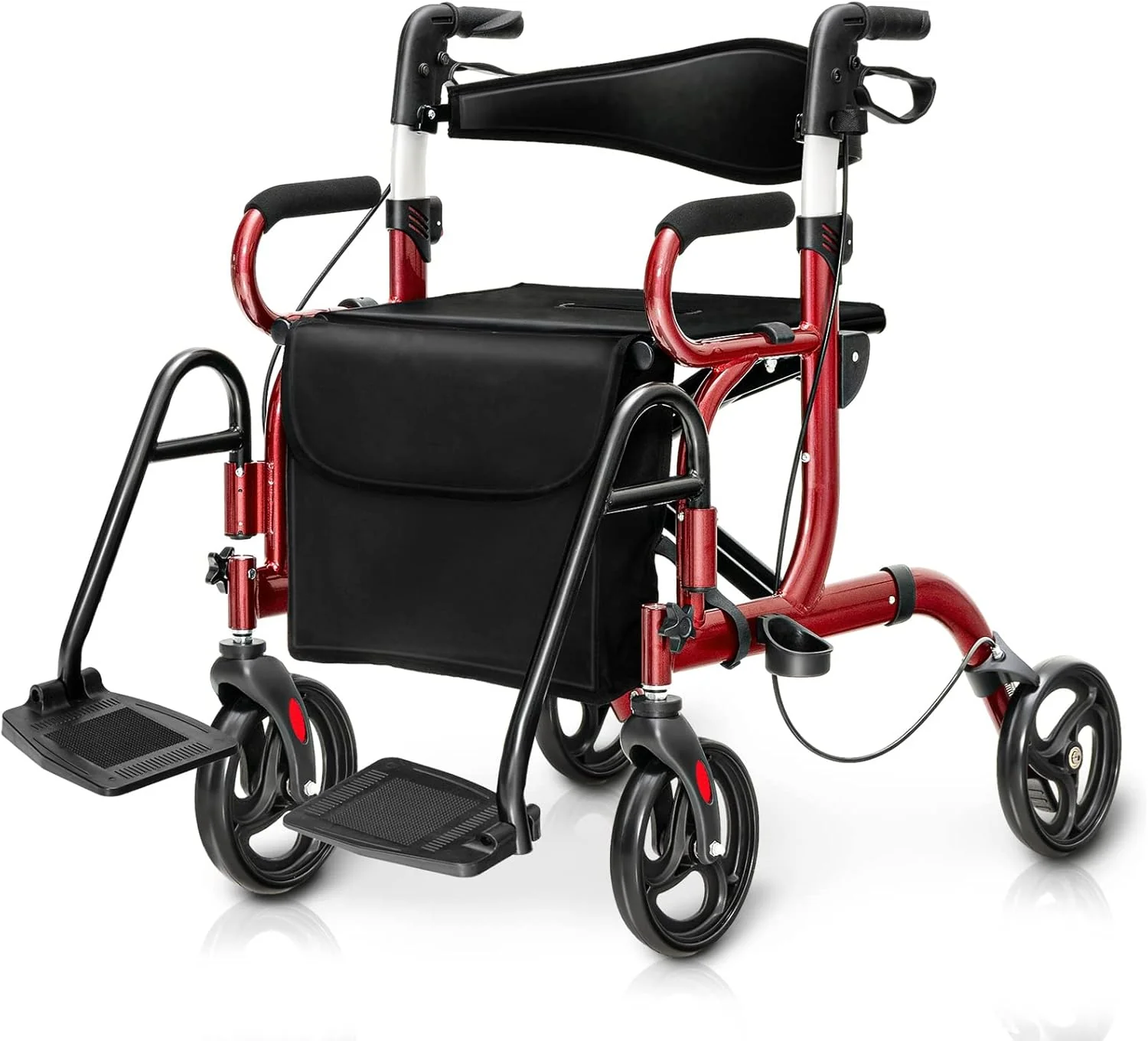 Goplus 2 in 1 Rollator Walker for Seniors Folding Transport Wheelchair Rollator with 8" Wheels - Image 10