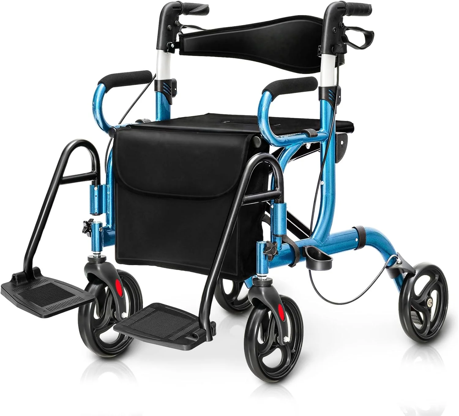 Goplus 2 in 1 Rollator Walker for Seniors Folding Transport Wheelchair Rollator with 8" Wheels - Image 9