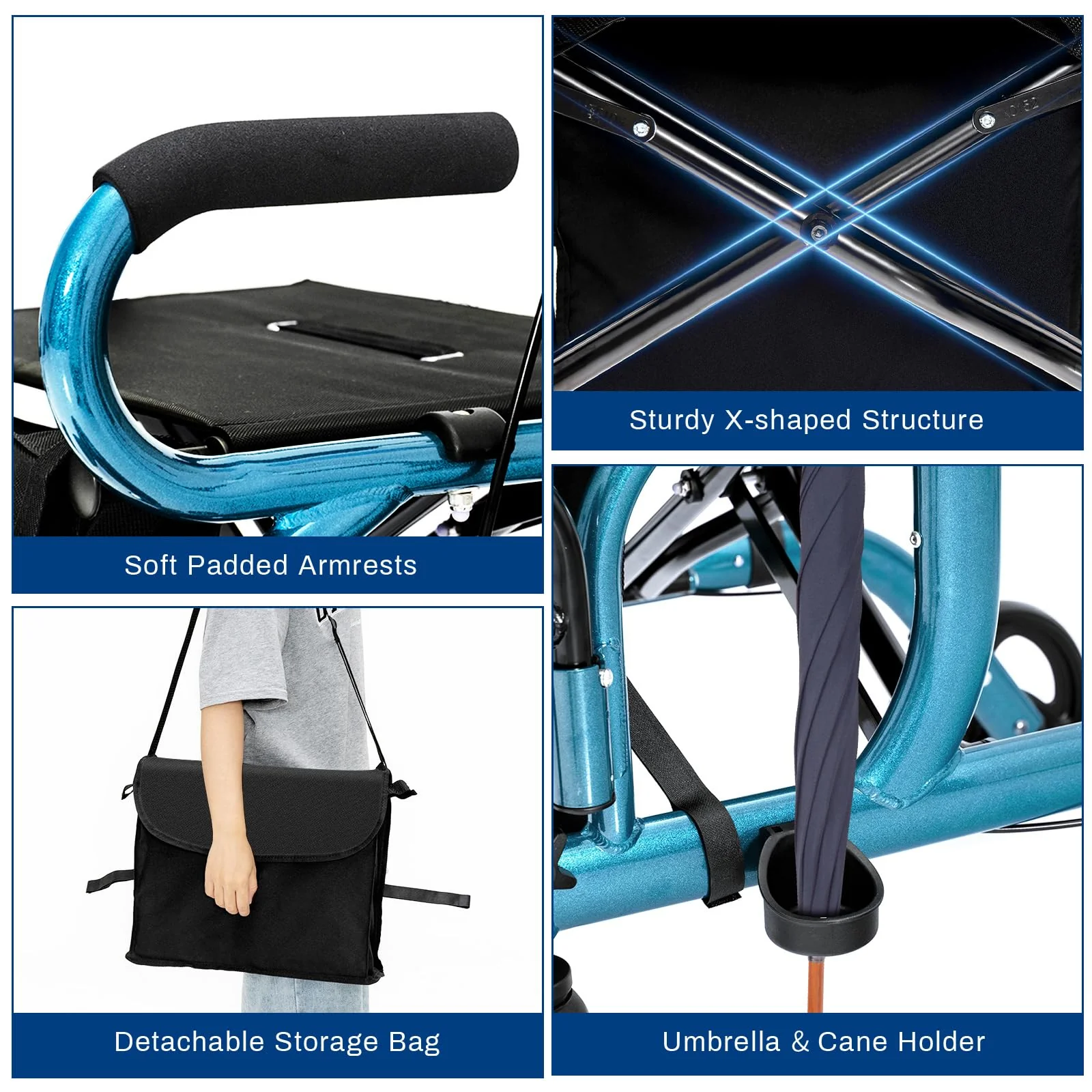 Goplus 2 in 1 Rollator Walker for Seniors, Medical Walker with Seat - Image 8