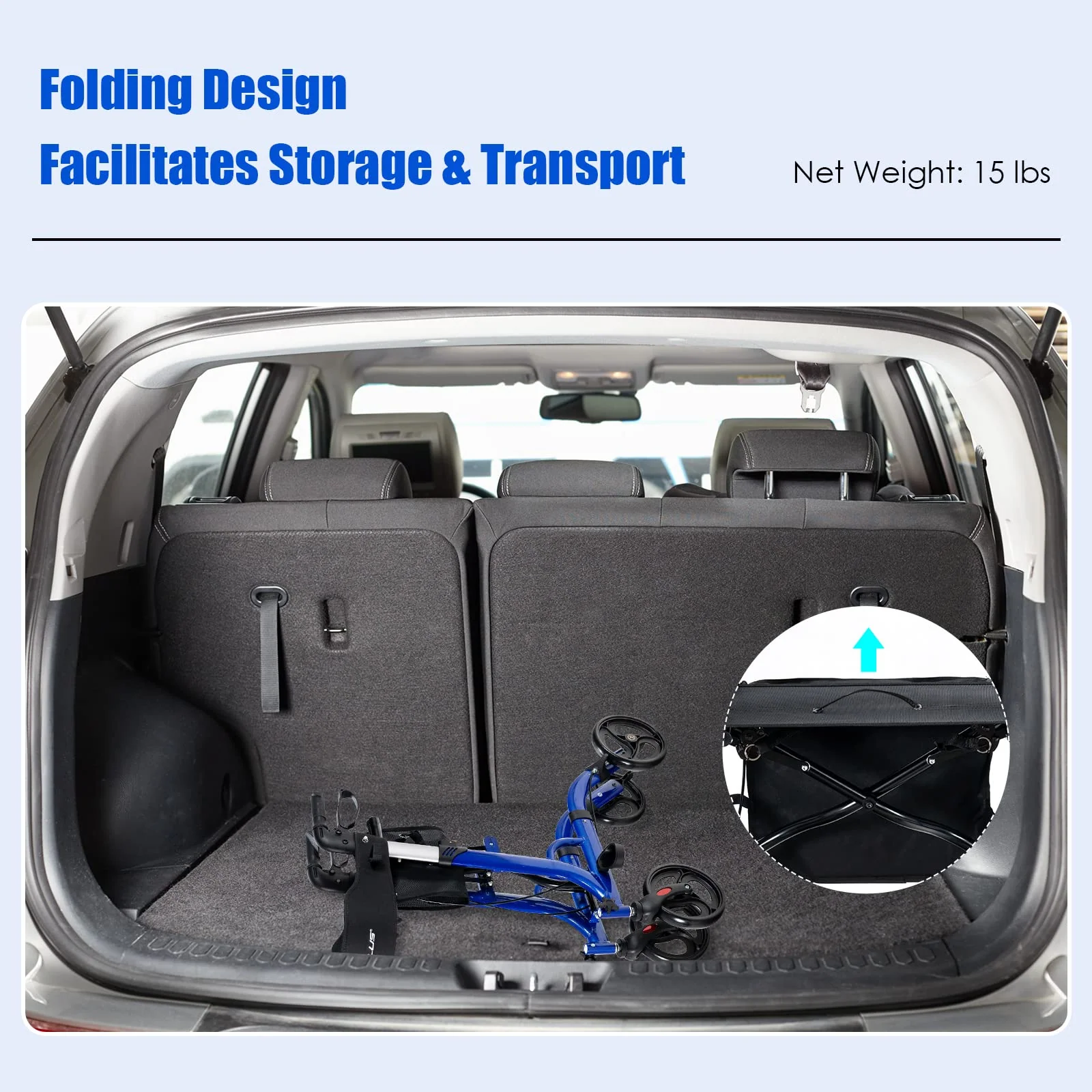 Goplus 2 in 1 Rollator Walkers for Seniors with Seat - Image 7