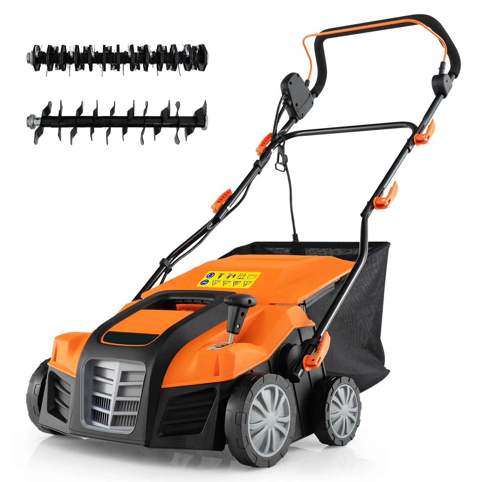 Goplus 2-in-1 Scarifier and Lawn Dethatcher, 16-Inch 15A Corded Electric Dethatcher w/ 14.5-Gal Collection Bag - Image 10