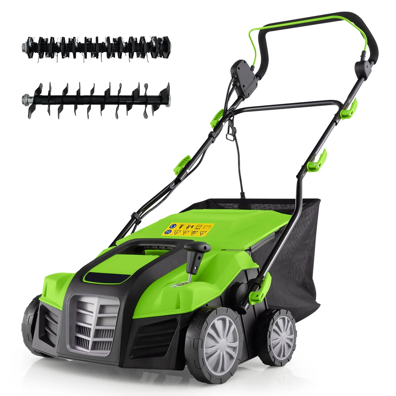 Goplus 2-in-1 Scarifier and Lawn Dethatcher, 16-Inch 15A Corded Electric Dethatcher w/ 14.5-Gal Collection Bag - Image 11