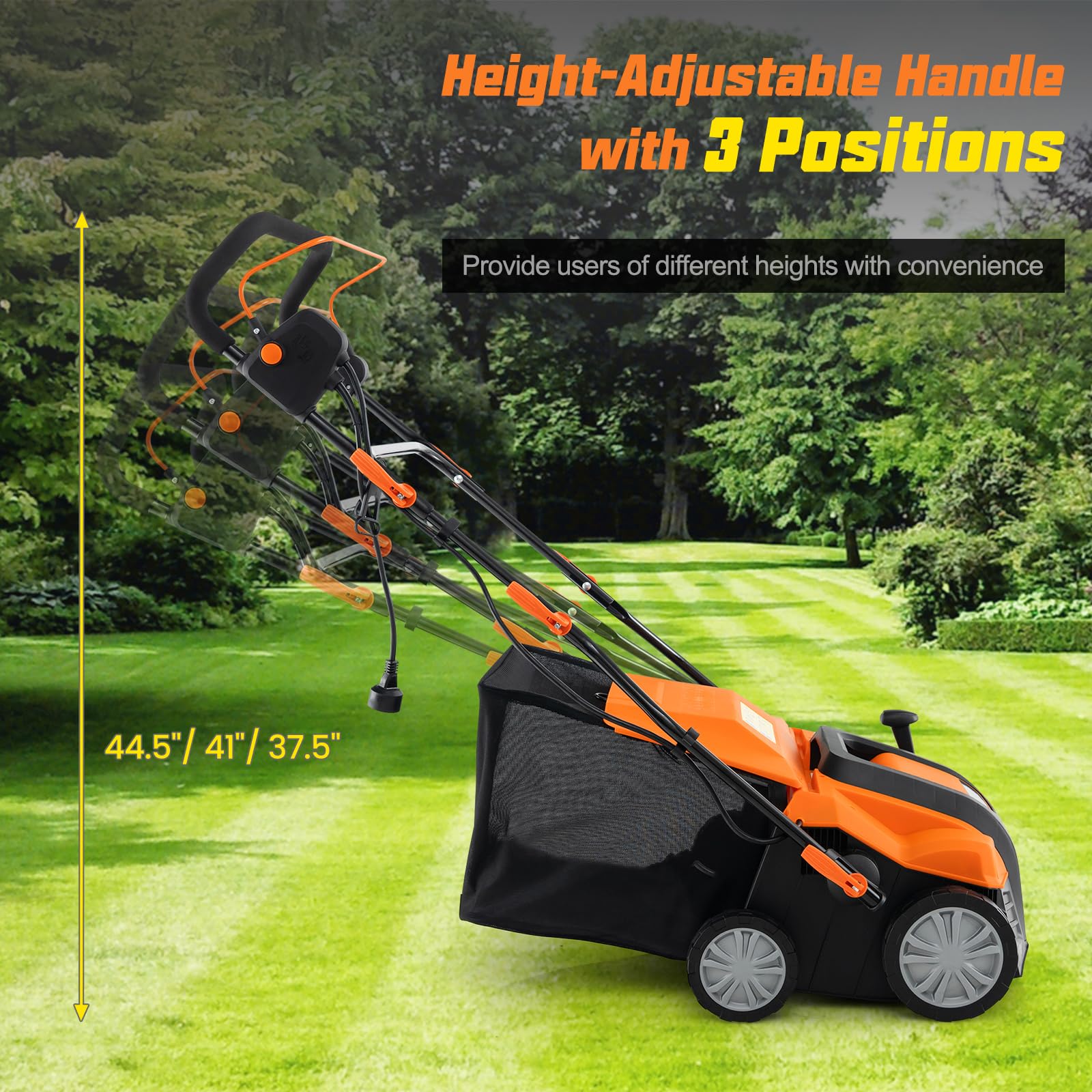Goplus 2-in-1 Scarifier and Lawn Dethatcher, 16-Inch 15A Corded Electric Dethatcher w/ 14.5-Gal Collection Bag - Image 6