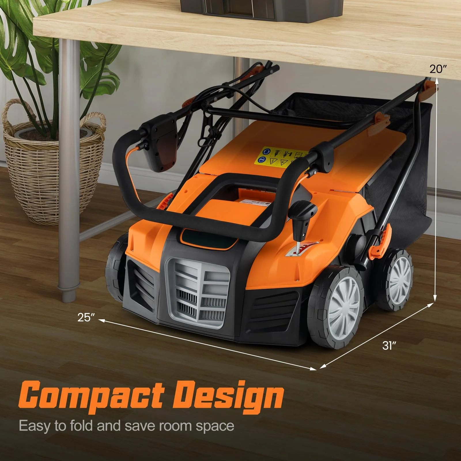 Goplus 2-in-1 Scarifier and Lawn Dethatcher, 16-Inch 15A Corded Electric Dethatcher w/ 14.5-Gal Collection Bag - Image 9