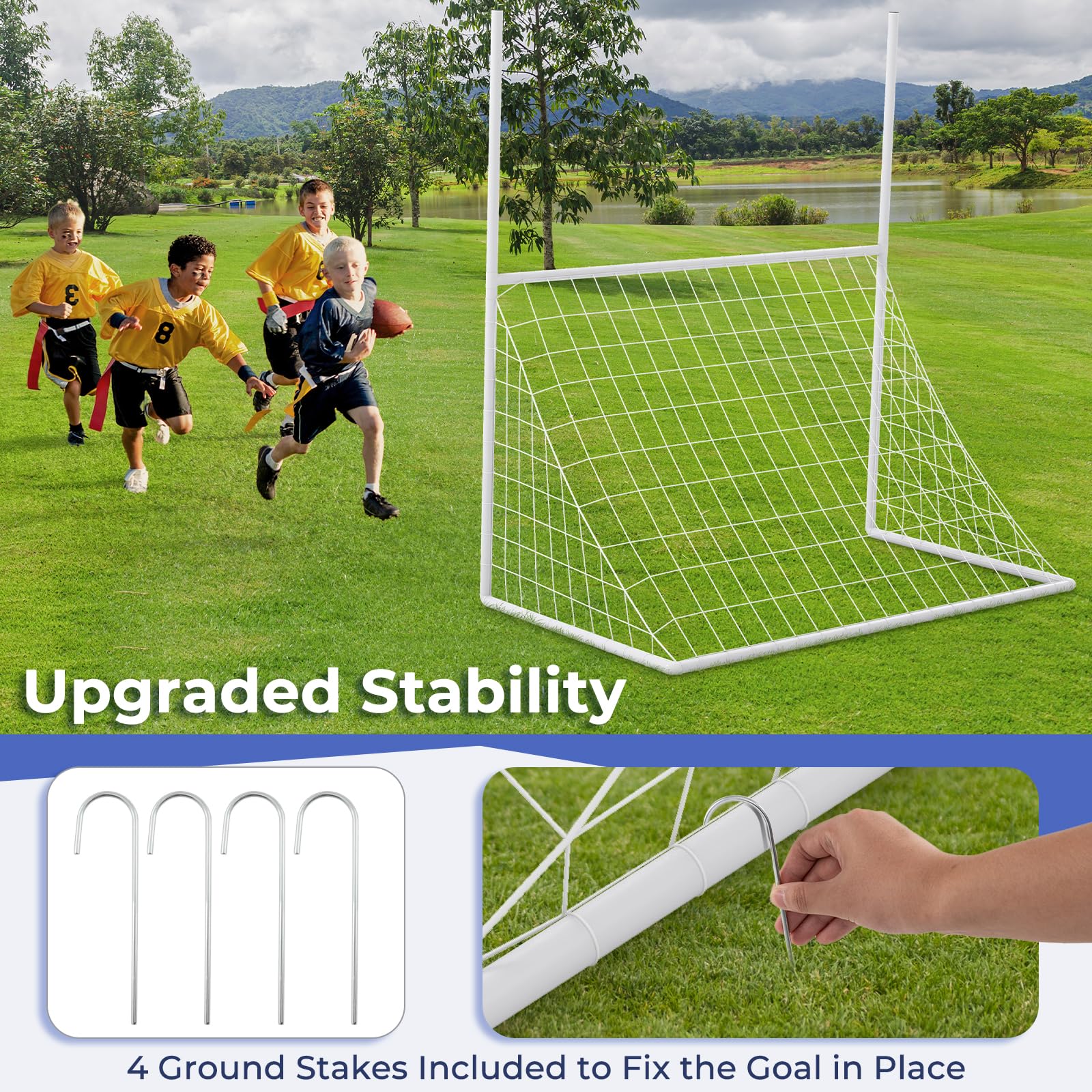 Goplus 2 in 1 Soccer Goal, Football Field Goal w/ 4 Ground Stakes, 5.5 ft x 3.5 ft x 7 ft - Image 5