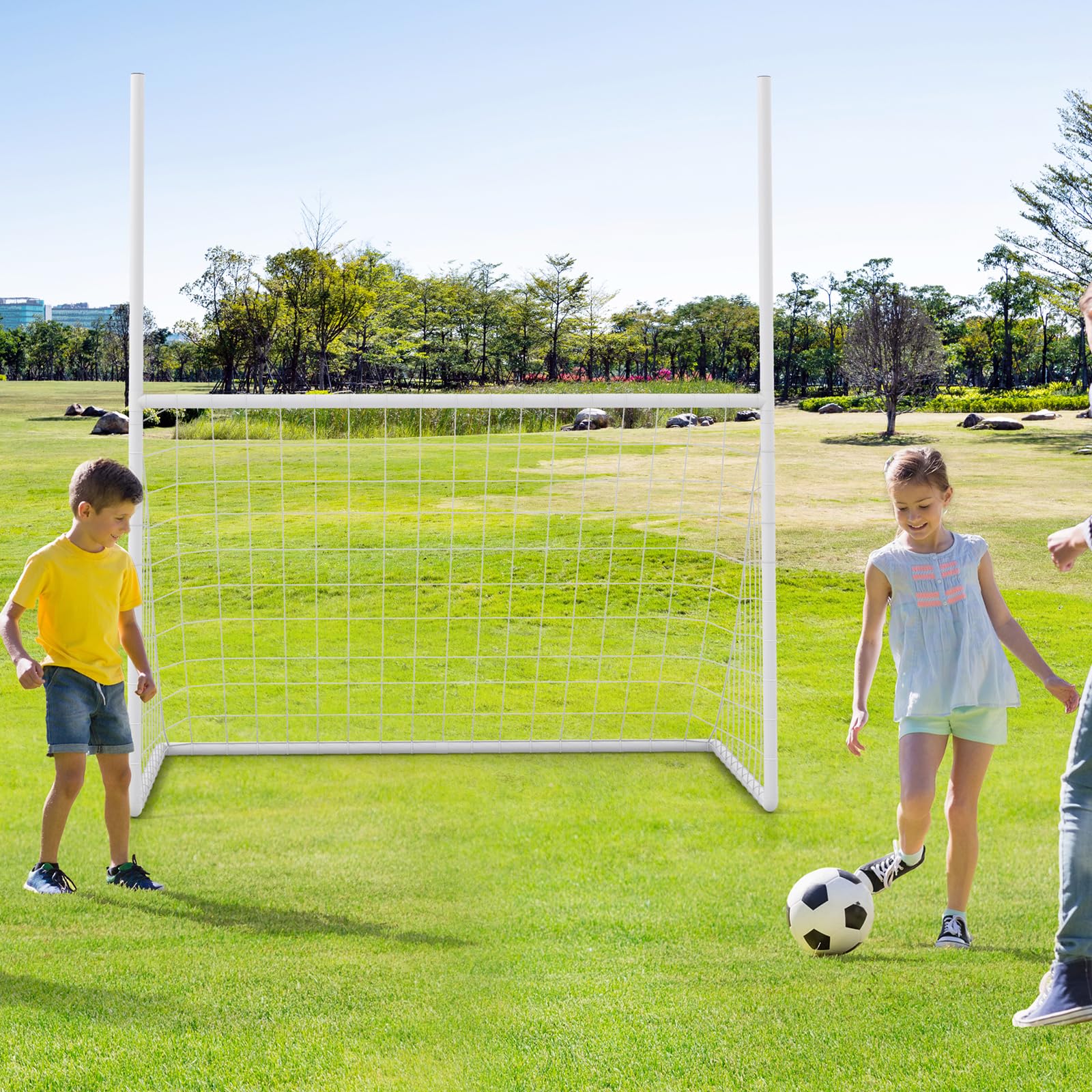 Goplus 2 in 1 Soccer Goal, Football Field Goal w/ 4 Ground Stakes, 5.5 ft x 3.5 ft x 7 ft - Image 8