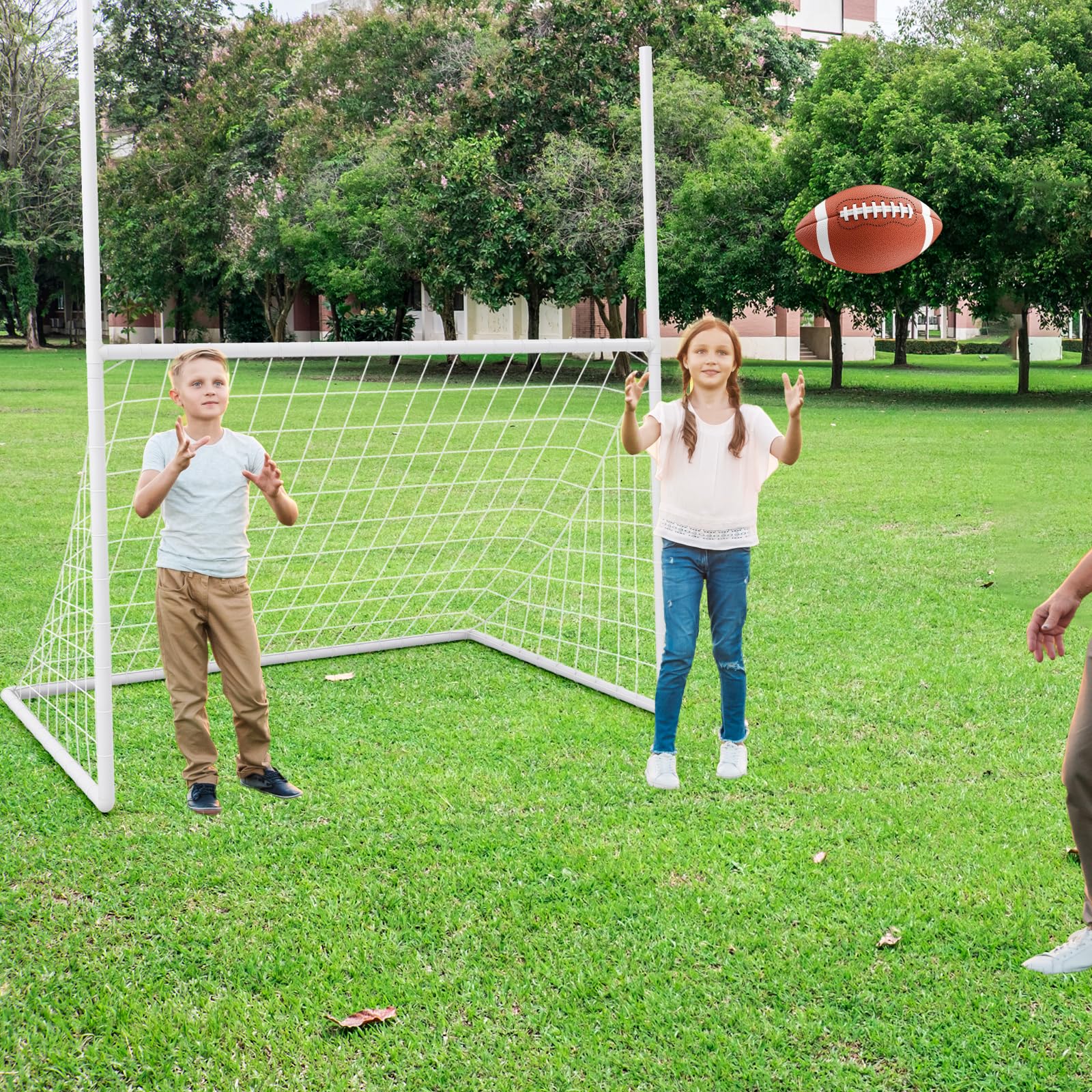 Goplus 2 in 1 Soccer Goal, Football Field Goal w/ 4 Ground Stakes, 5.5 ft x 3.5 ft x 7 ft - Image 9