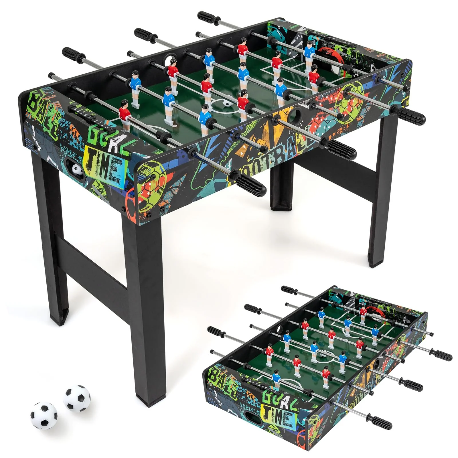 Goplus 2-in-1 Soccer Table with Detachable Legs for Tabletop for Indoor Home Office Bar Game Room