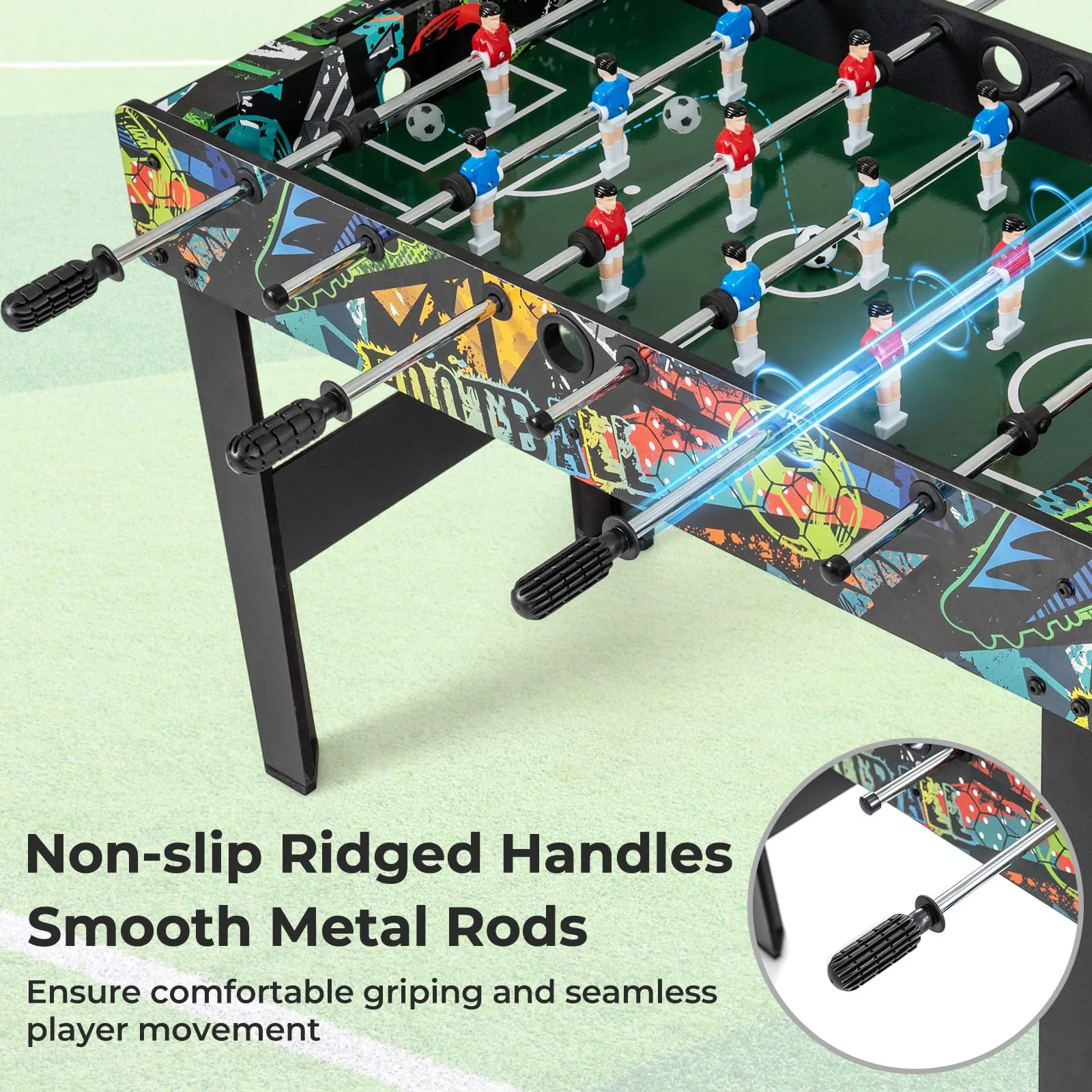 Goplus 2-in-1 Soccer Table with Detachable Legs for Tabletop for Indoor Home Office Bar Game Room - Image 4