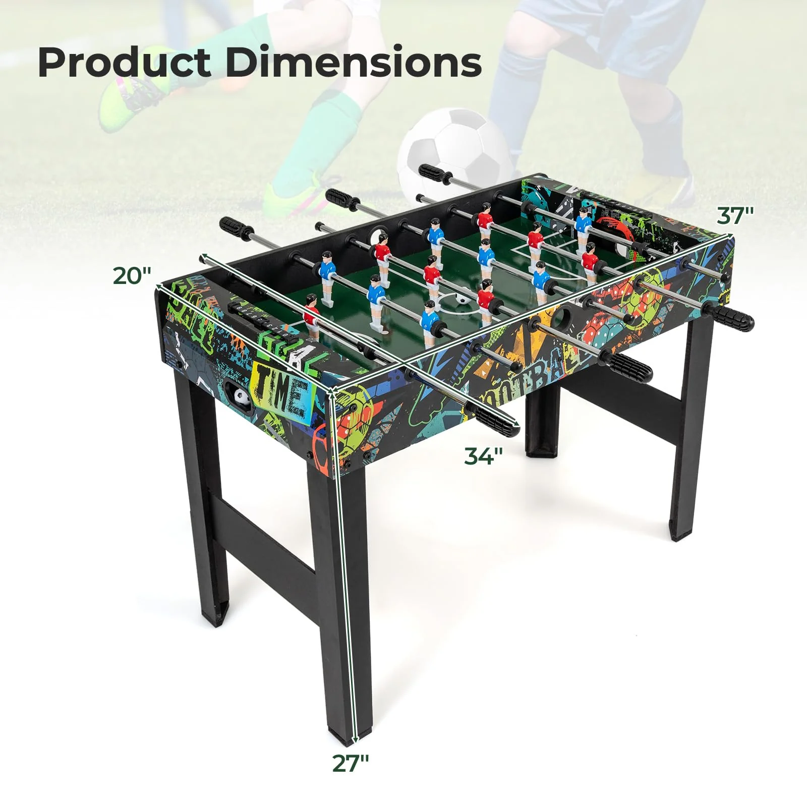 Goplus 2-in-1 Soccer Table with Detachable Legs for Tabletop for Indoor Home Office Bar Game Room - Image 6