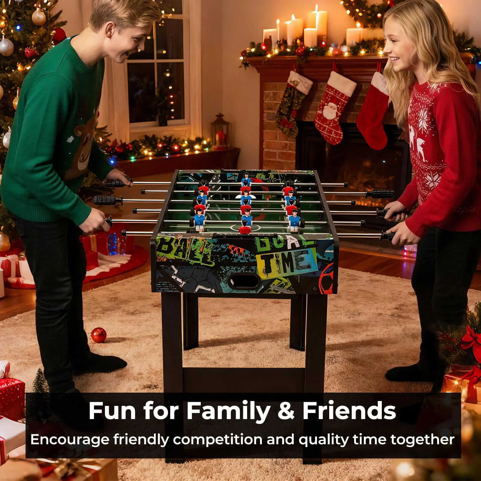 Goplus 2-in-1 Soccer Table with Detachable Legs for Tabletop for Indoor Home Office Bar Game Room - Image 8