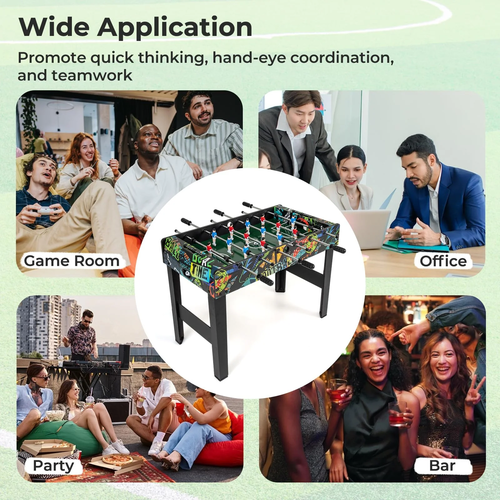 Goplus 2-in-1 Soccer Table with Detachable Legs for Tabletop for Indoor Home Office Bar Game Room - Image 9