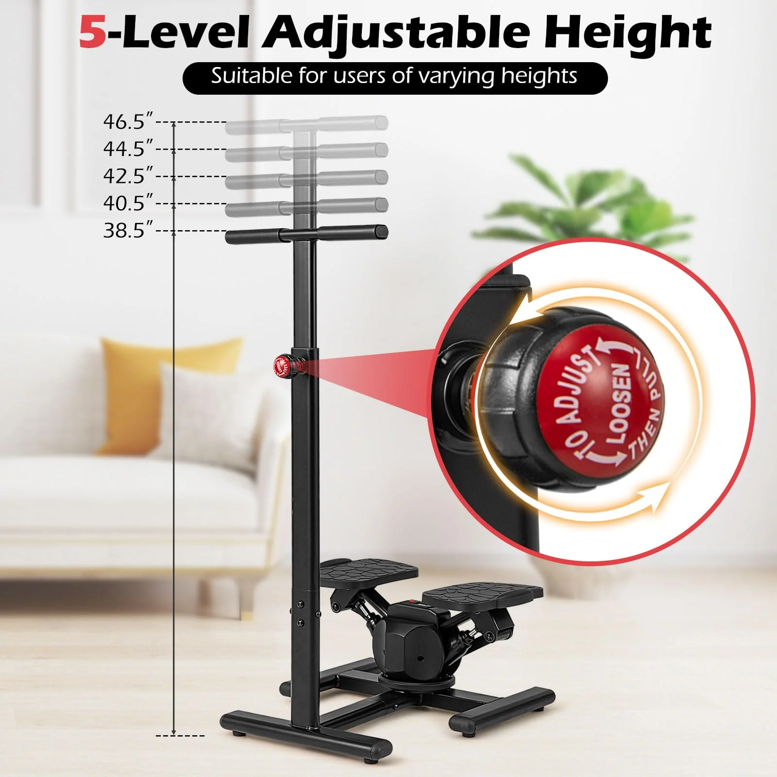 Goplus 2 in 1 Twist Stepper with Handlebar Waist Twister Platform & LCD Monitor - Image 4