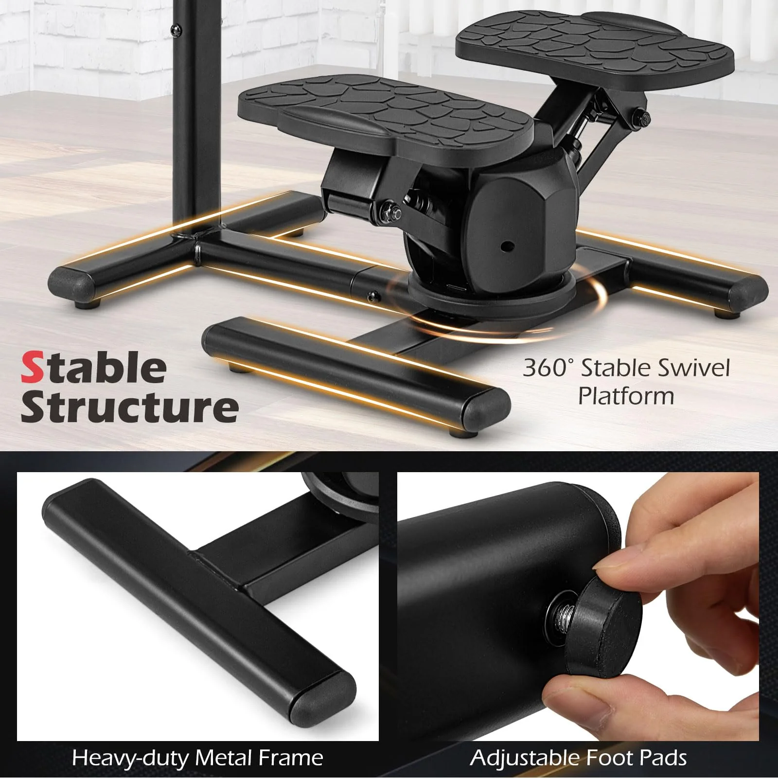 Goplus 2 in 1 Twist Stepper with Handlebar Waist Twister Platform & LCD Monitor - Image 6