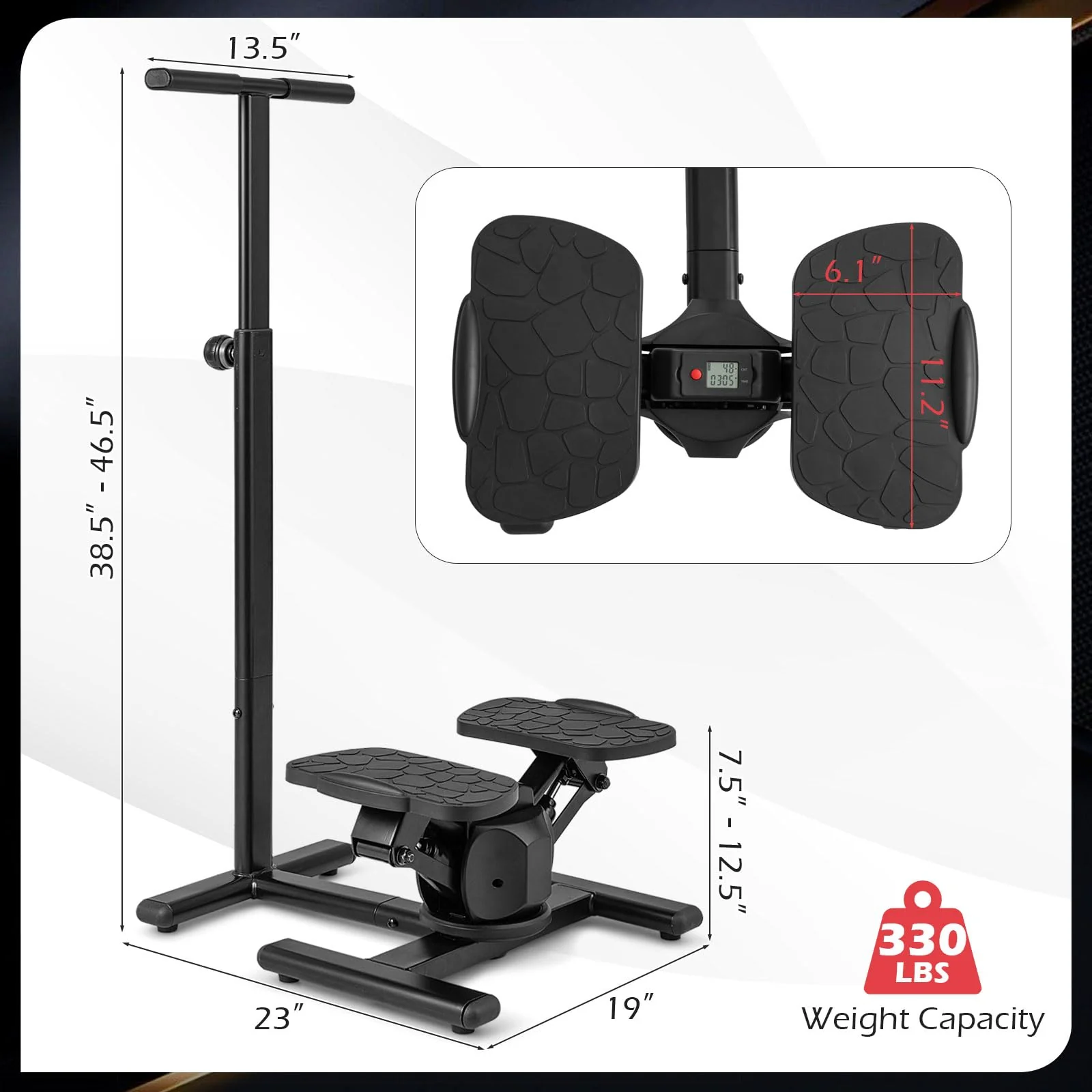 Goplus 2 in 1 Twist Stepper with Handlebar Waist Twister Platform & LCD Monitor - Image 9