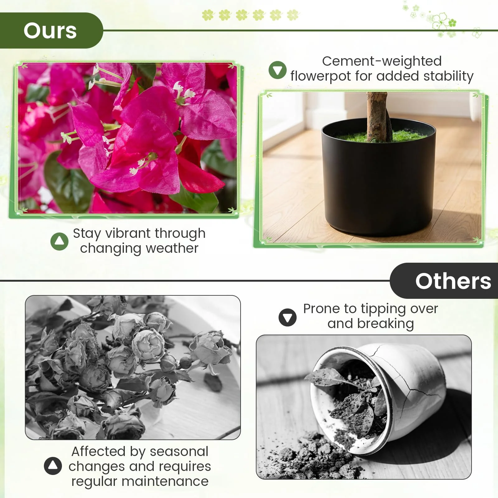 Goplus 2 Pack Artificial Azalea Trees with Vivid Blooming Flowers for Indoor Outdoor Decor - Image 4