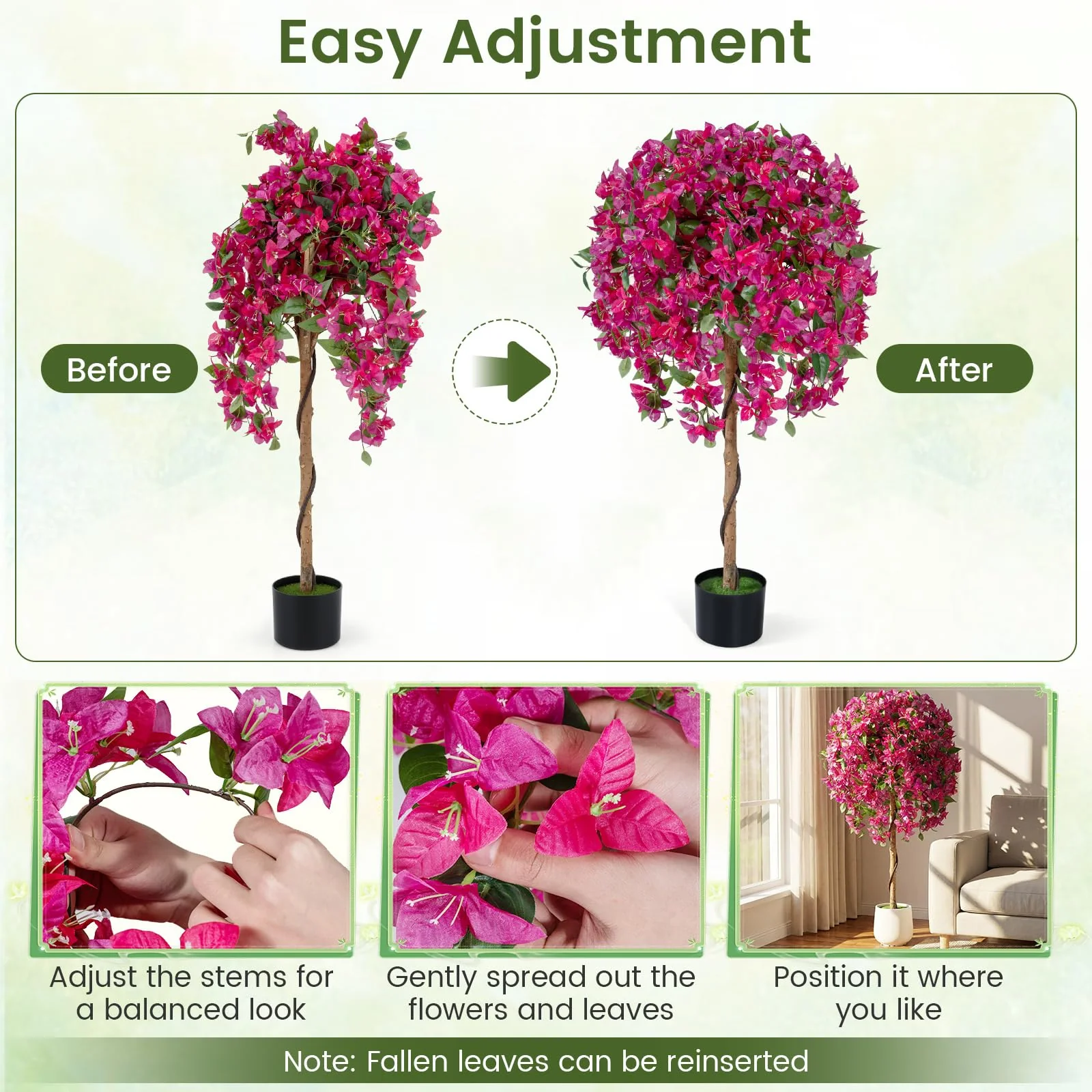 Goplus 2 Pack Artificial Azalea Trees with Vivid Blooming Flowers for Indoor Outdoor Decor - Image 7