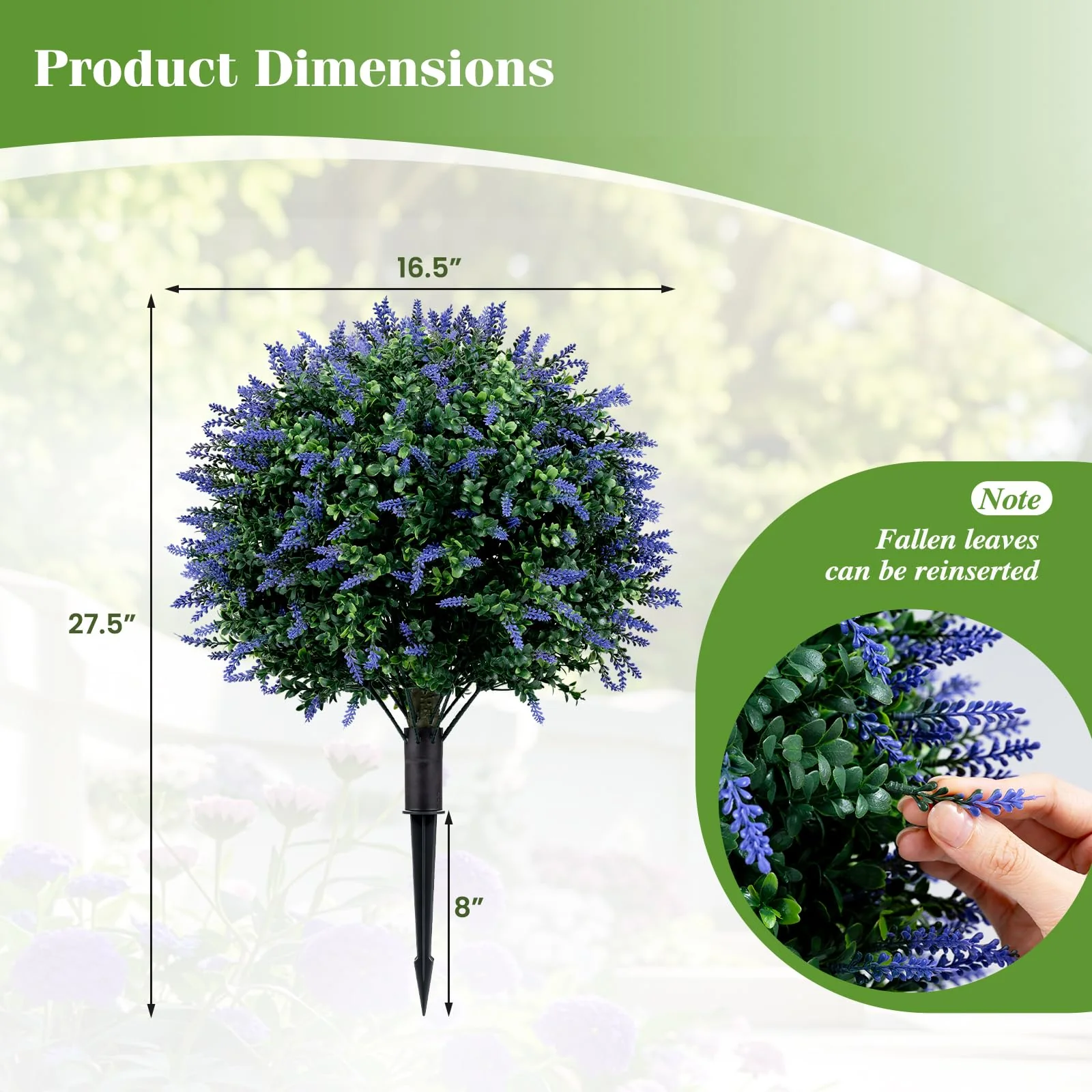 Goplus 2 Pack Artificial Lavender Boxwood Topiary Ball Trees 27.5" Faux Floral Shrubs - Image 3