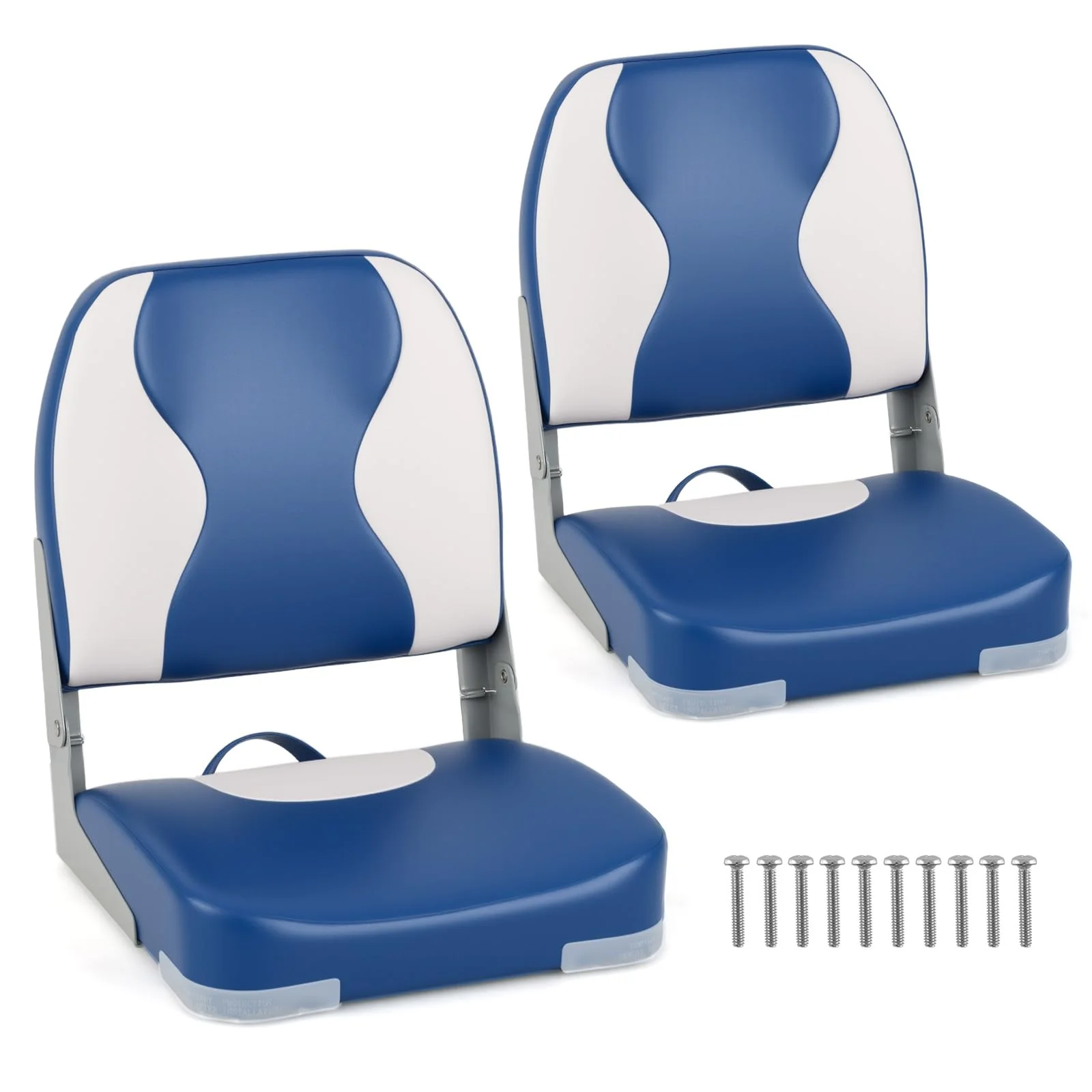 Goplus 2-Pack Boat Seats with Thick Sponge Padding - Wavy Blue