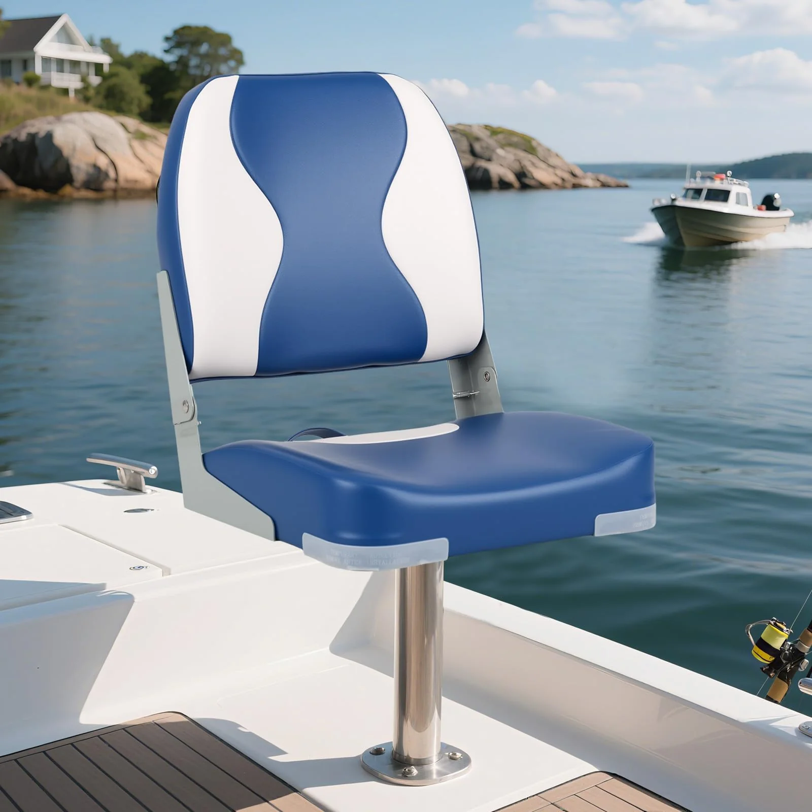 Goplus 2-Pack Boat Seats with Thick Sponge Padding - Wavy Blue - Image 2