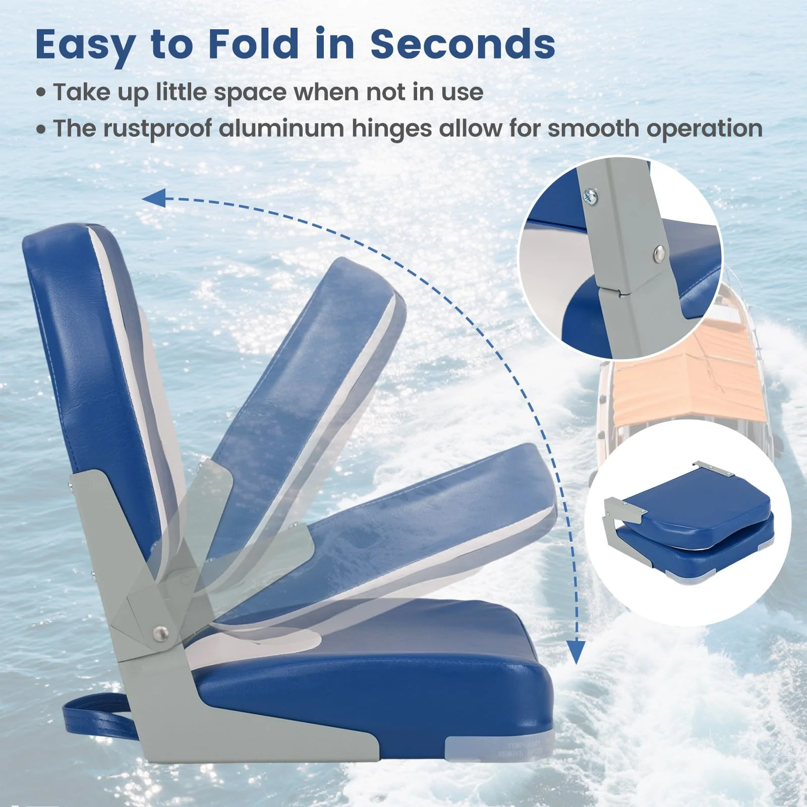 Goplus 2-Pack Boat Seats with Thick Sponge Padding - Wavy Blue - Image 6