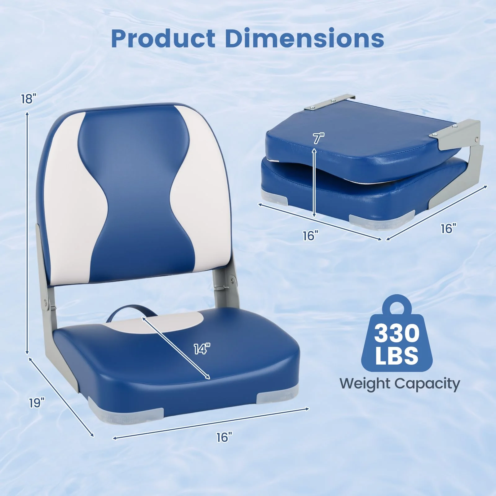 Goplus 2-Pack Boat Seats with Thick Sponge Padding - Wavy Blue - Image 9