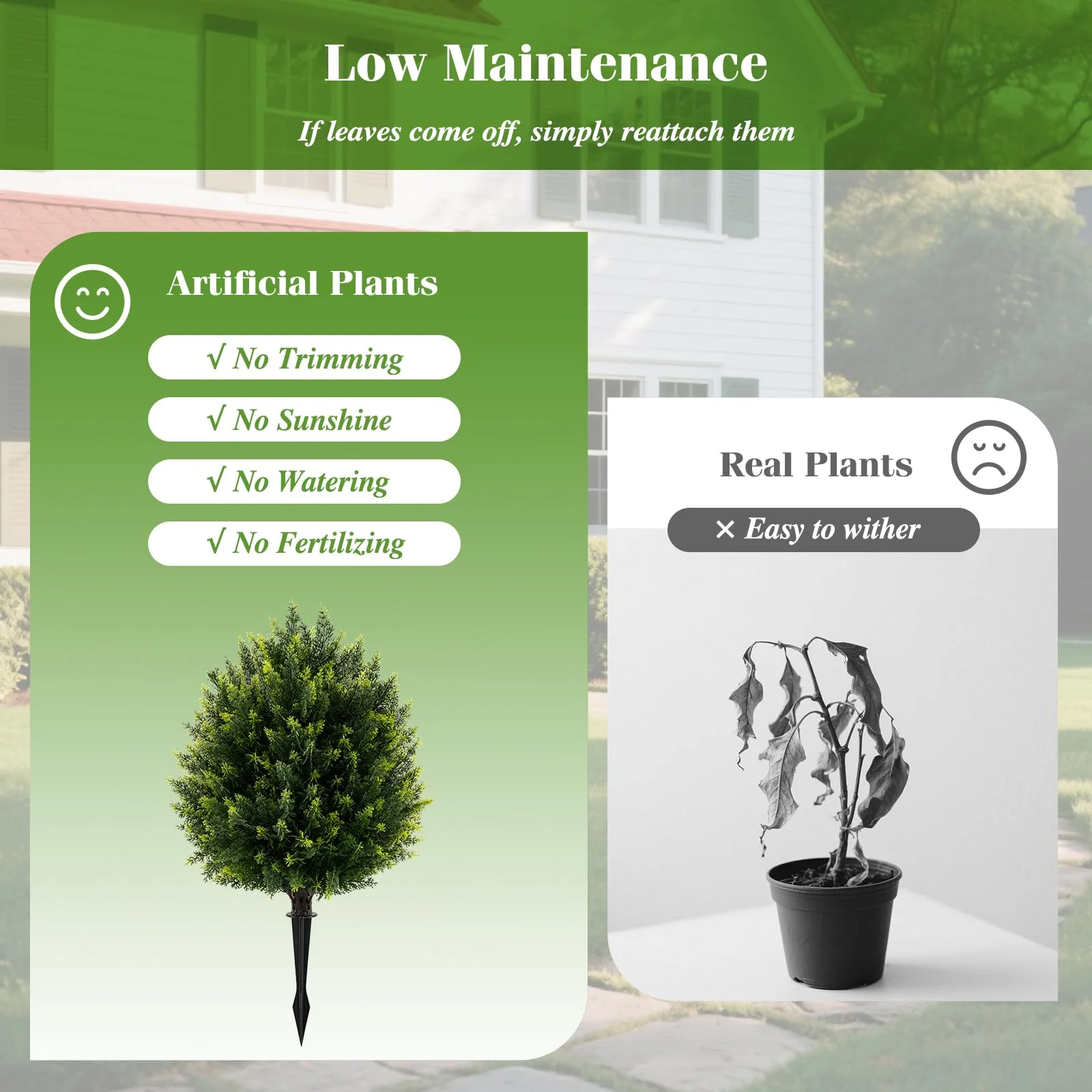 Goplus 2 Pack Faux Cedar Bushes with Ground Spike Sun-Protective Fake Shrub Plants - Image 8