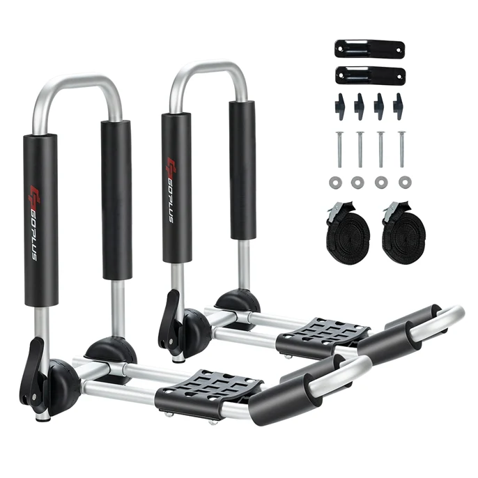 Goplus 2 Pair J-Bar Kayak Roof Rack, Universal Folding Rack Carrier for Canoe, SUP - Image 11