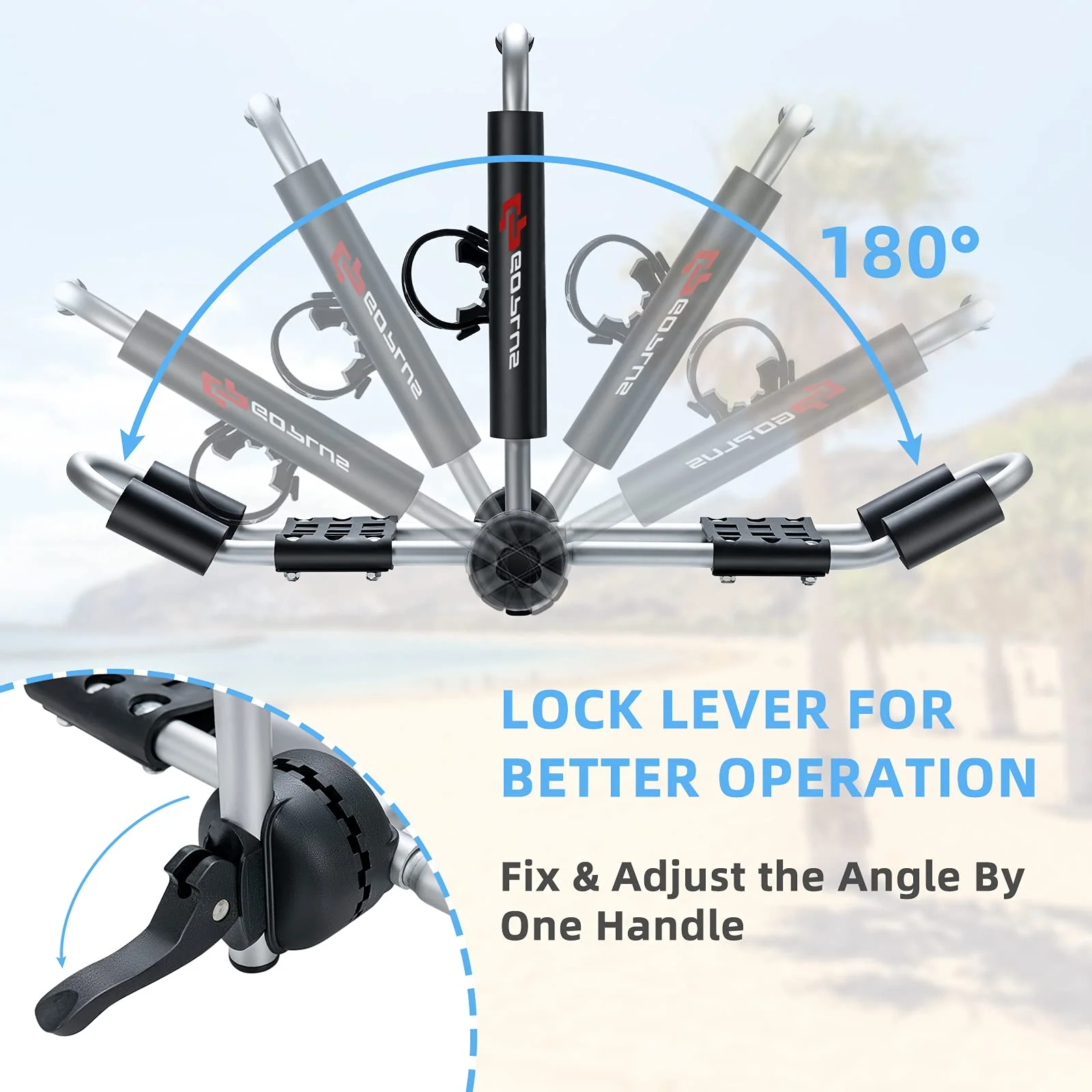 Goplus 2 Pair J-Bar Kayak Roof Rack, Universal Folding Rack Carrier for Canoe, SUP - Image 3