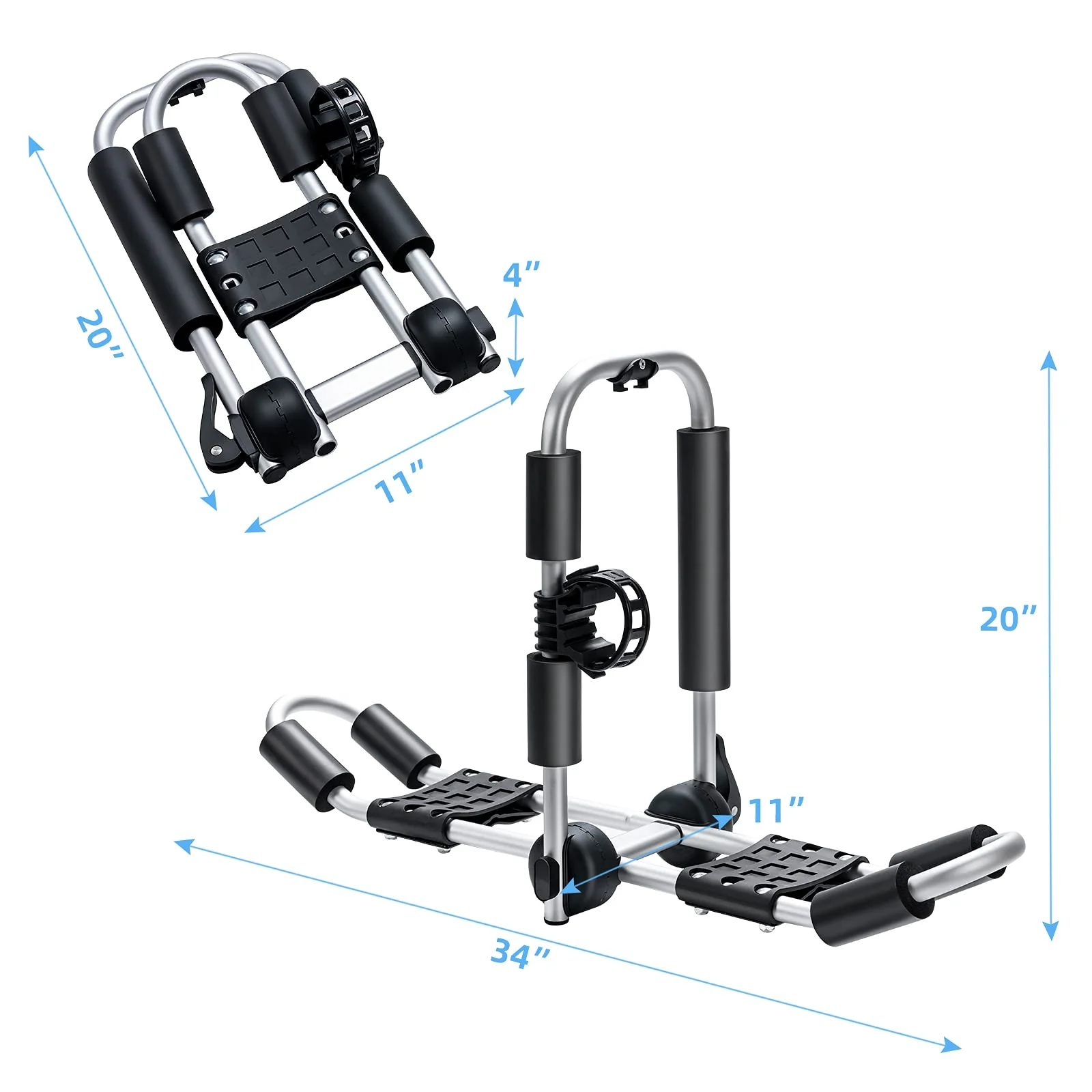 Goplus 2 Pair J-Bar Kayak Roof Rack, Universal Folding Rack Carrier for Canoe, SUP - Image 7