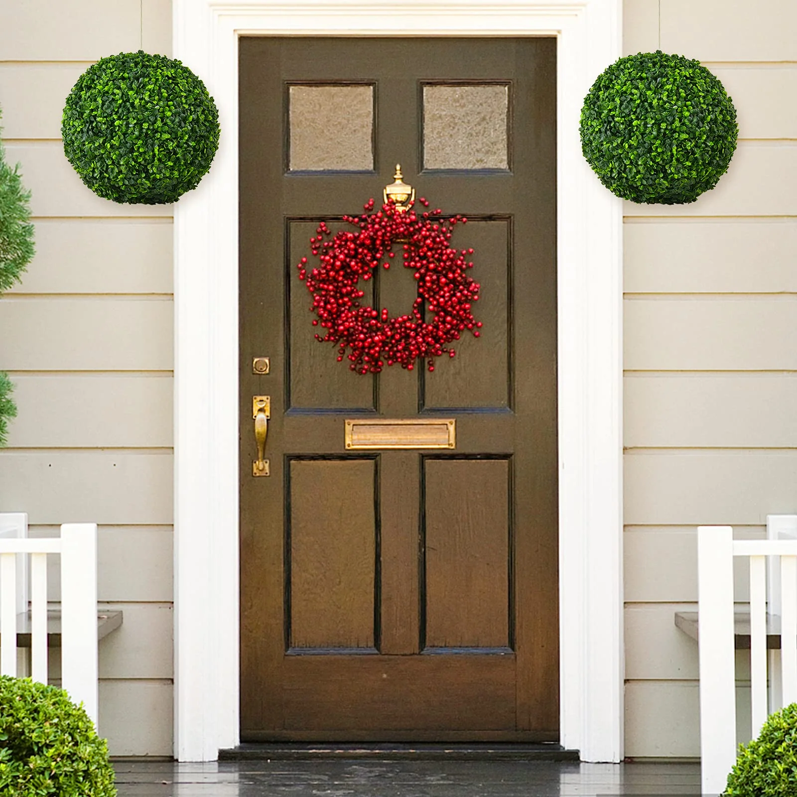 Goplus 2 PCS 15.7 Inch Artificial Boxwood Topiary Balls - Image 2