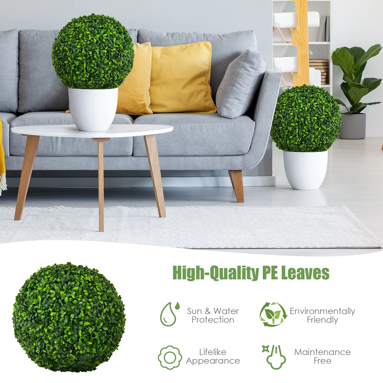 Goplus 2 PCS 15.7 Inch Artificial Boxwood Topiary Balls - Image 3