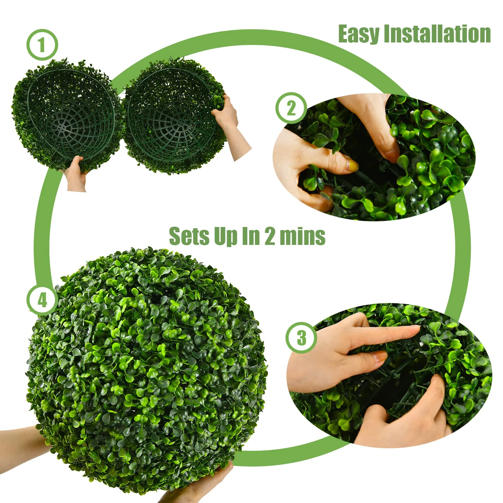 Goplus 2 PCS 15.7 Inch Artificial Boxwood Topiary Balls - Image 5