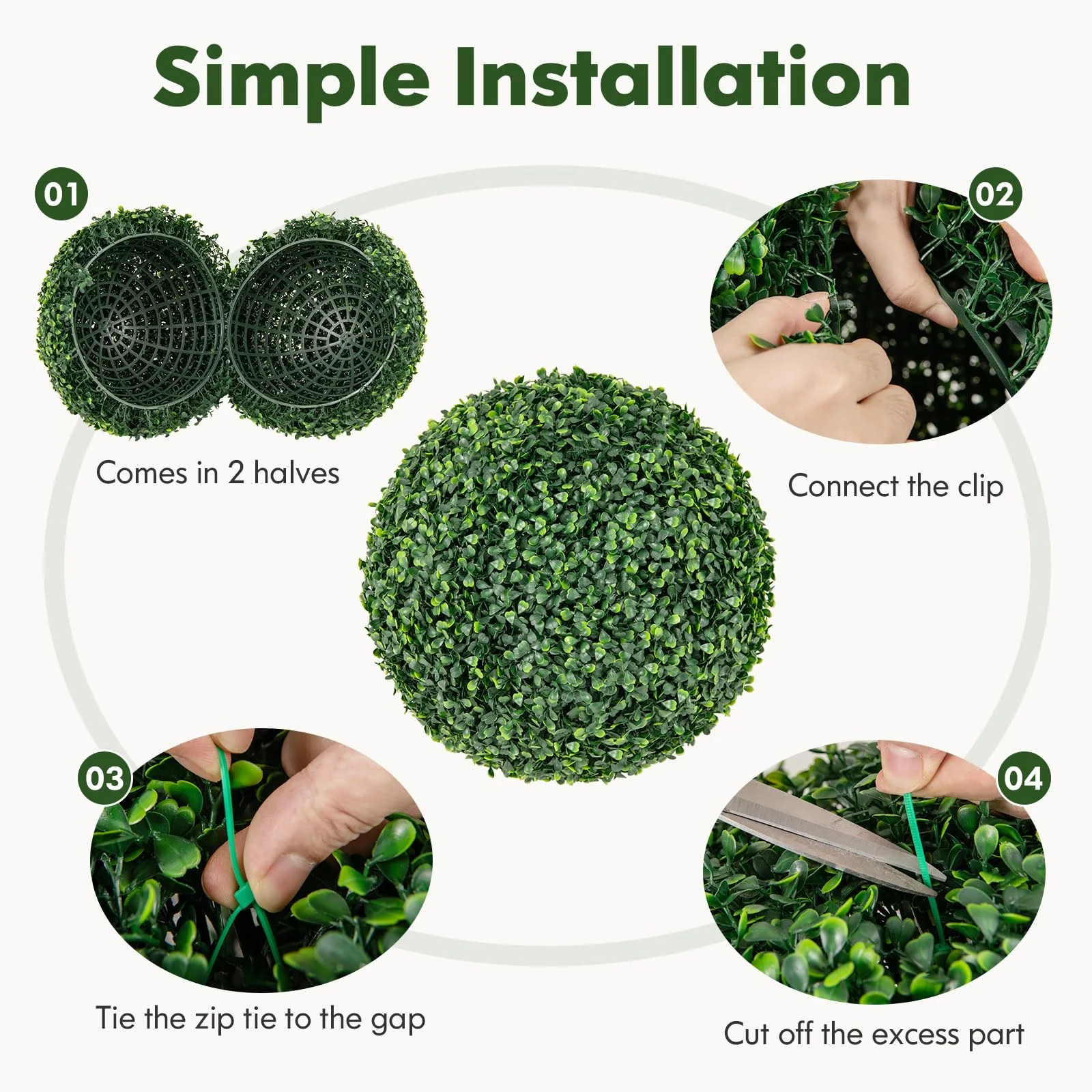 Goplus 2 PCS 16 Inch Artificial Plant Topiary Ball, Round Faux Boxwood Balls Outdoor, Wedding and Home Décor - Image 5
